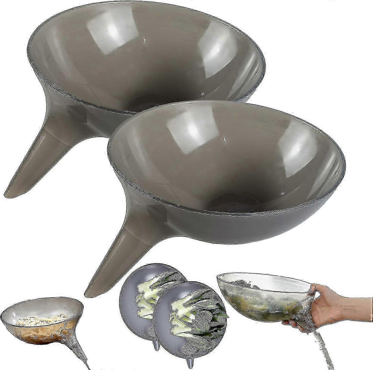2pcs Drainer Food Basket With Spout, Multifunctional Draining Bowl Kitchen Sink Drain Basket Fruits Vegetables Drain Basket NL