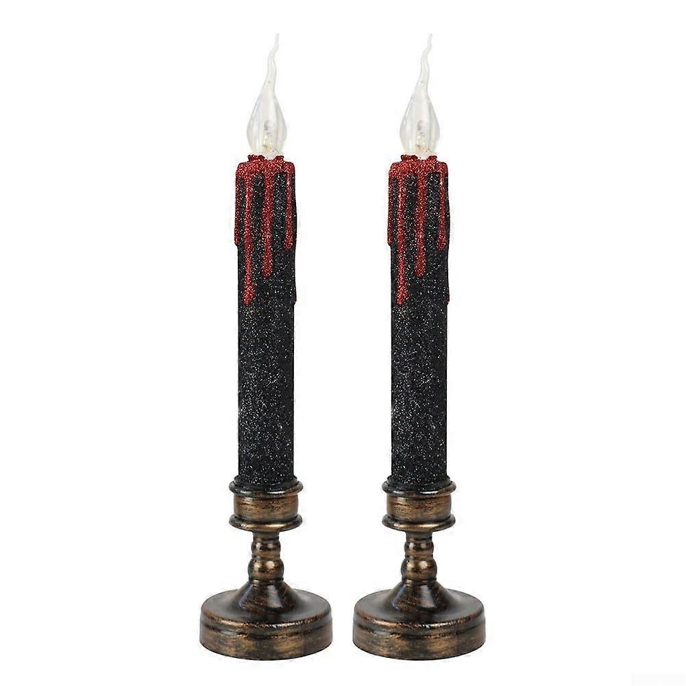LED Bleeding Candles Battery-Powered Dripping Wax Effect Flicker Flame Halloween Decor