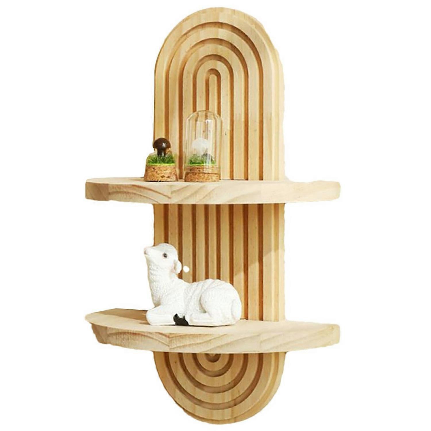 Bohemian Spiral Oval Design Wall Organizer Shelf Dual Layer Display Rack for Plants Books, Style A