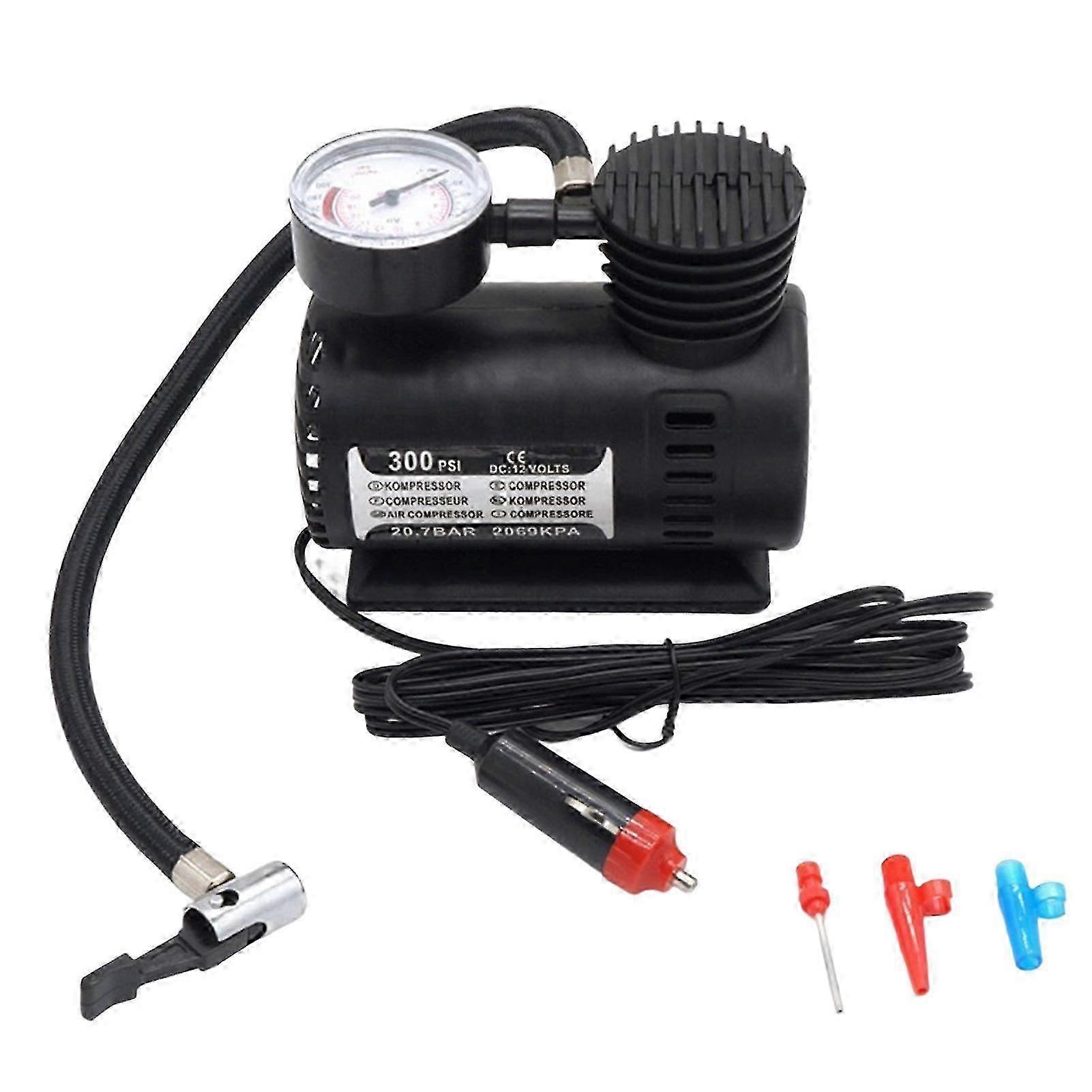 Compact Portable Electric Tire Inflator Pump for Car, 300 PSI Low Noise Fast Inflating