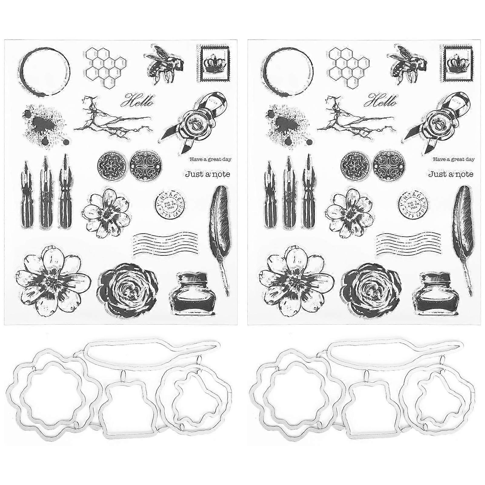 2025 Latest Model  2 Set Vintage Clear Stamp Card Making DIY Scrapbooking