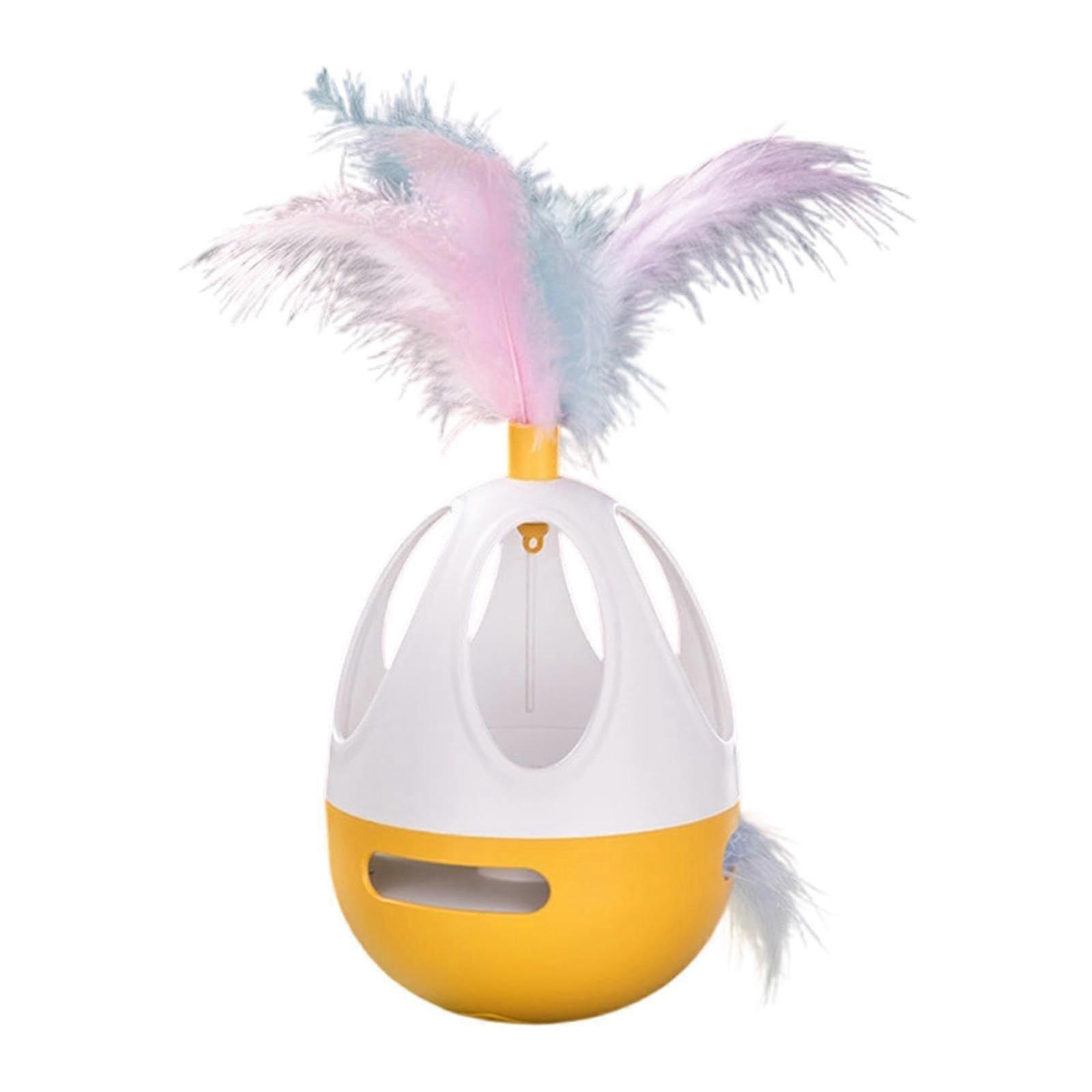 Interactive Cat Ball Toy with Feather and Sound, Orange Color, Pet Safe Material for Active Play