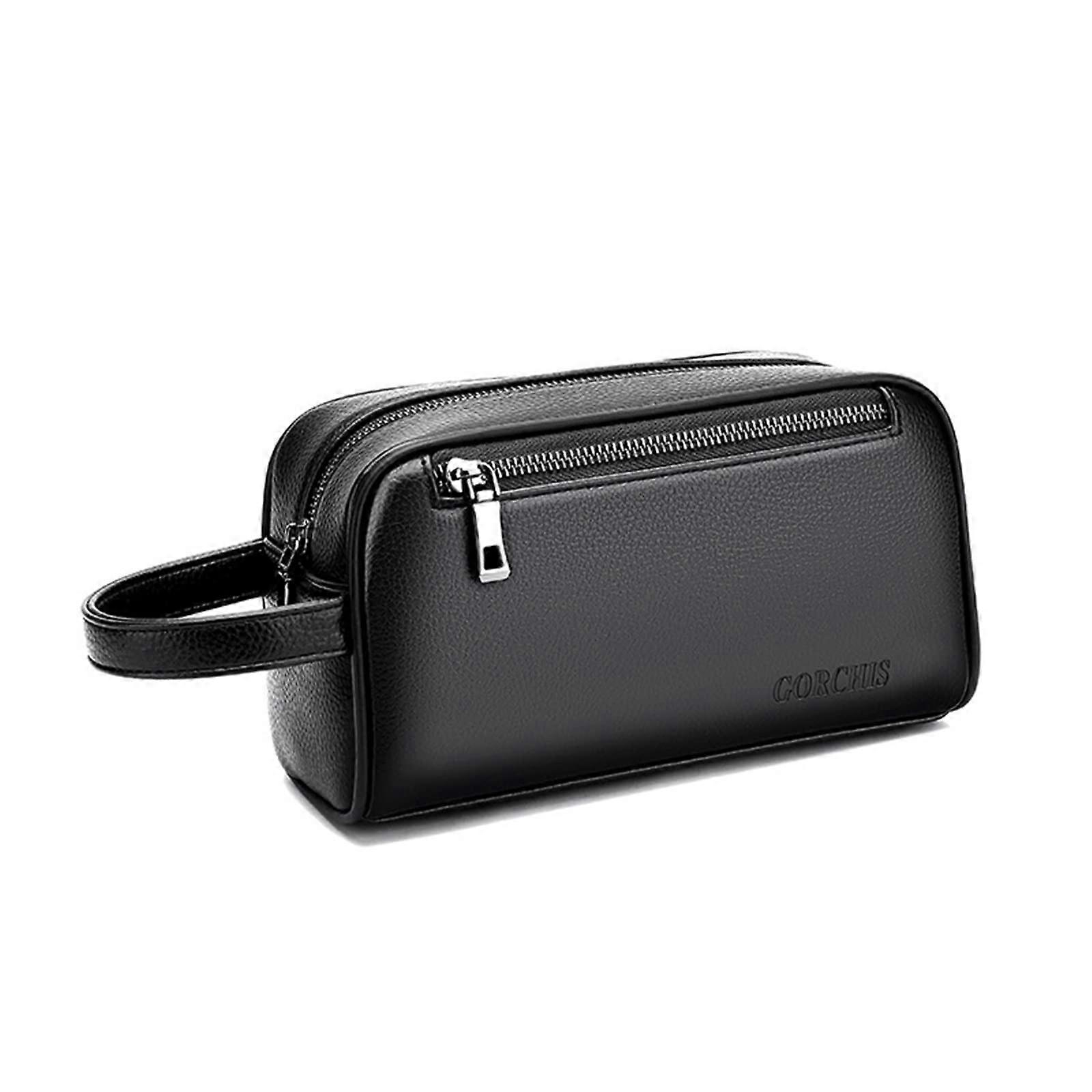 Men's Leather Clutch Bag Business Casual Handbag Multi Pocket Handbag (Color: Black, Size: 23 x 9 x 13 cm)