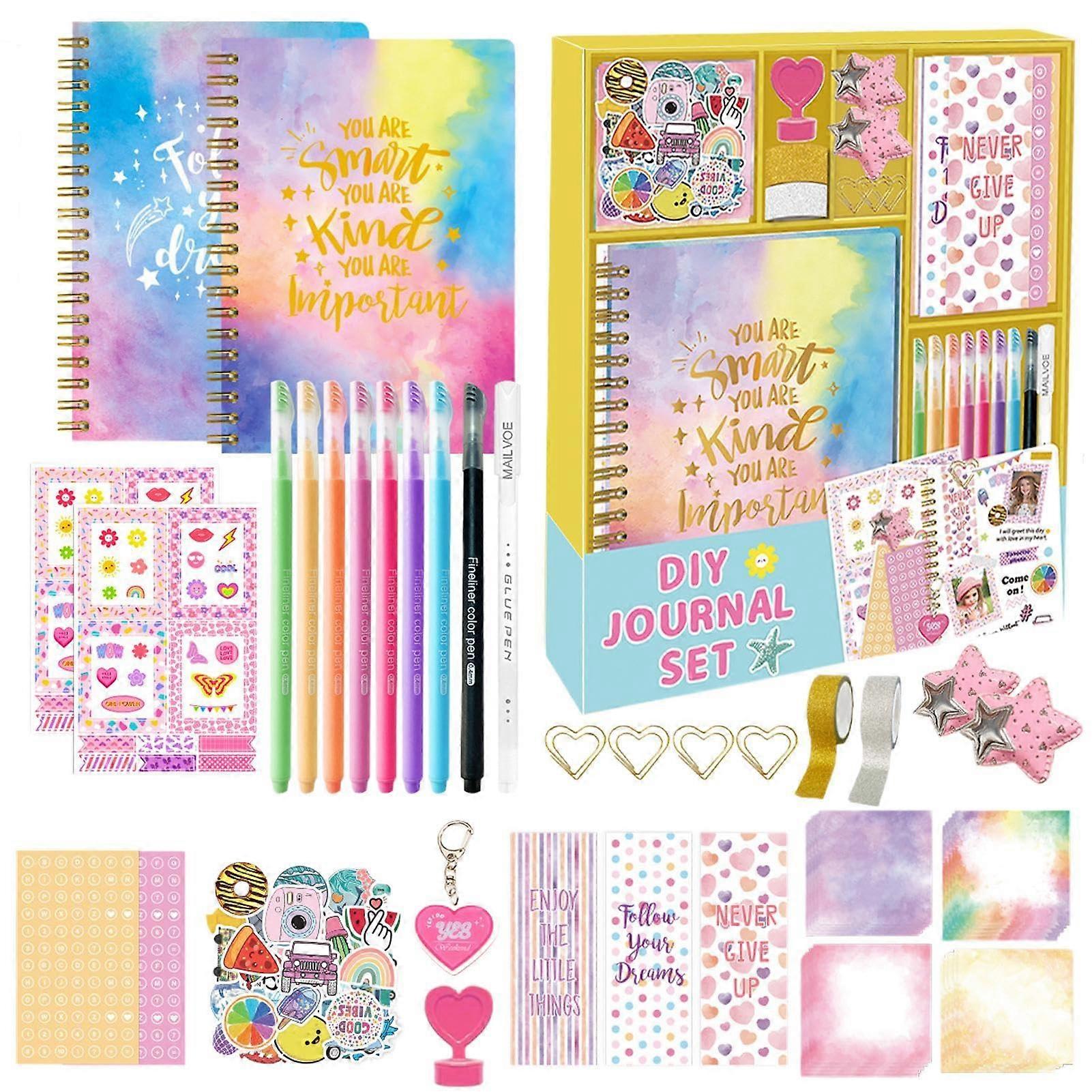 Fun diary set for kids, cute cartoon diary set, art journal supplies for travel, funny diary with cartoon design, creative album accessories