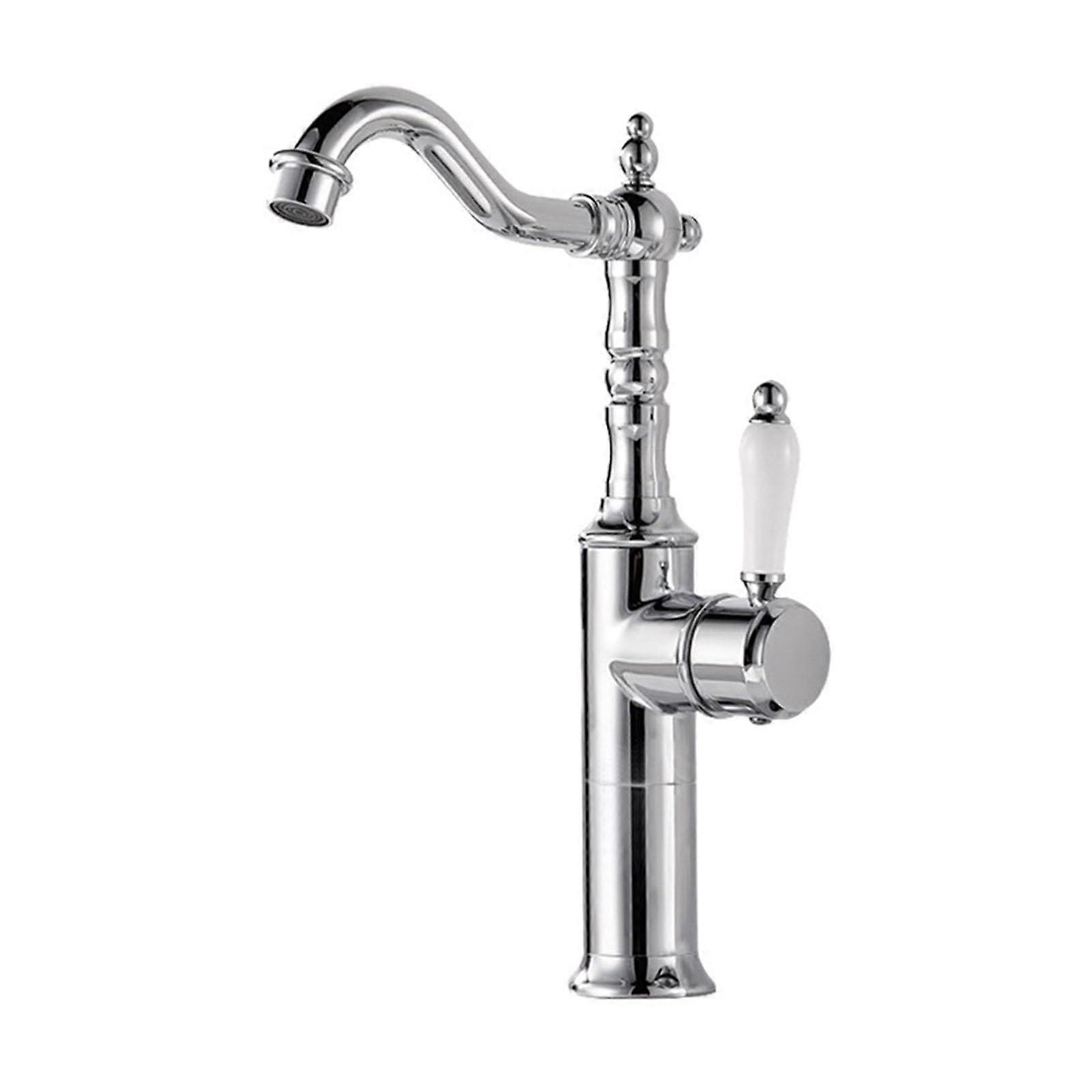 Mixer Tap Washbasin Bath Retro Faucet Bath 360° Rotation Single Lever Mixer Hot and Cold Suitable for Hotels and Private Households, Chrome