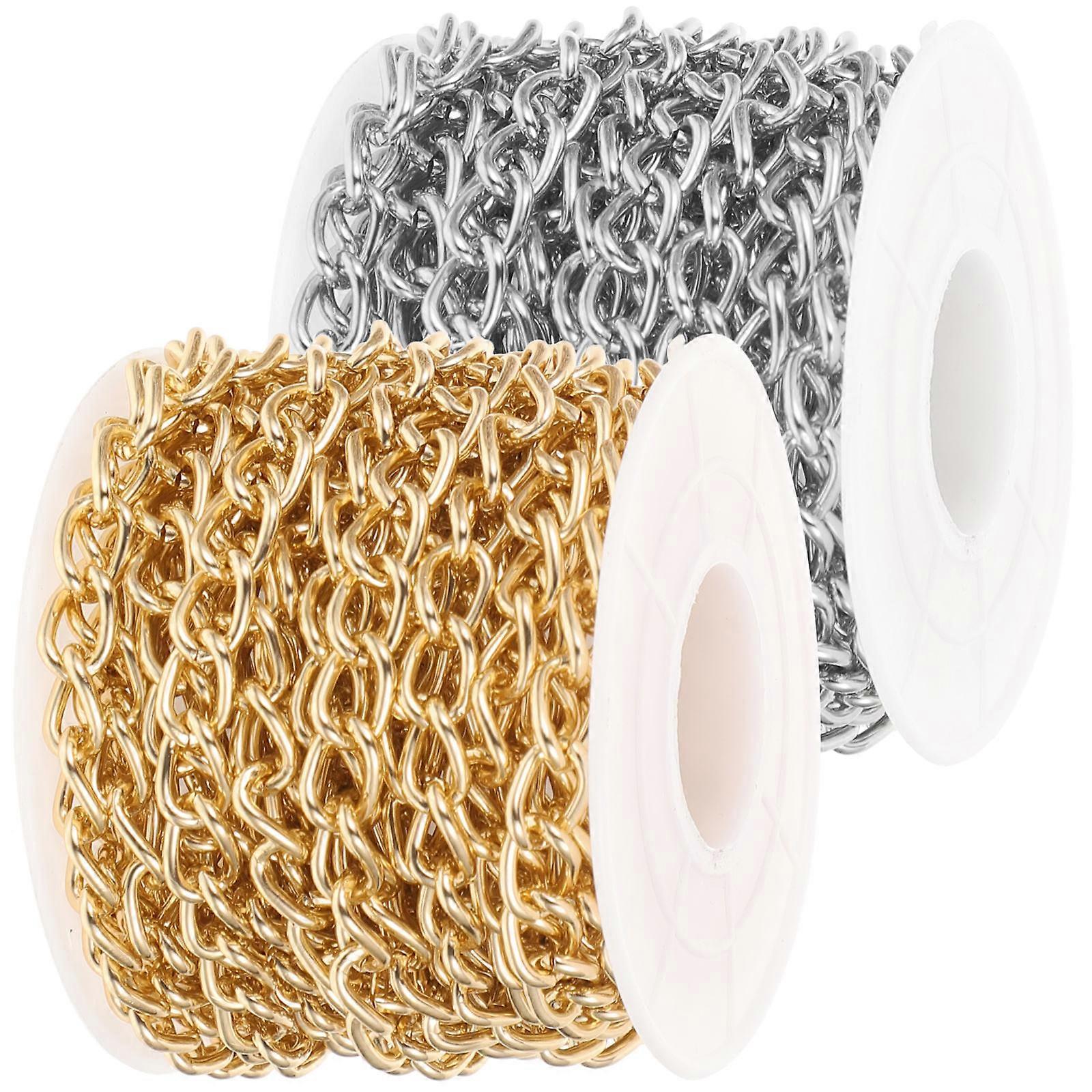 Jewelry Making Supplies Aluminum Chain For Diy Projects Crossbody Bag Chains Gold 450cm X 0.6cm X 0.2cm 2 Rolls