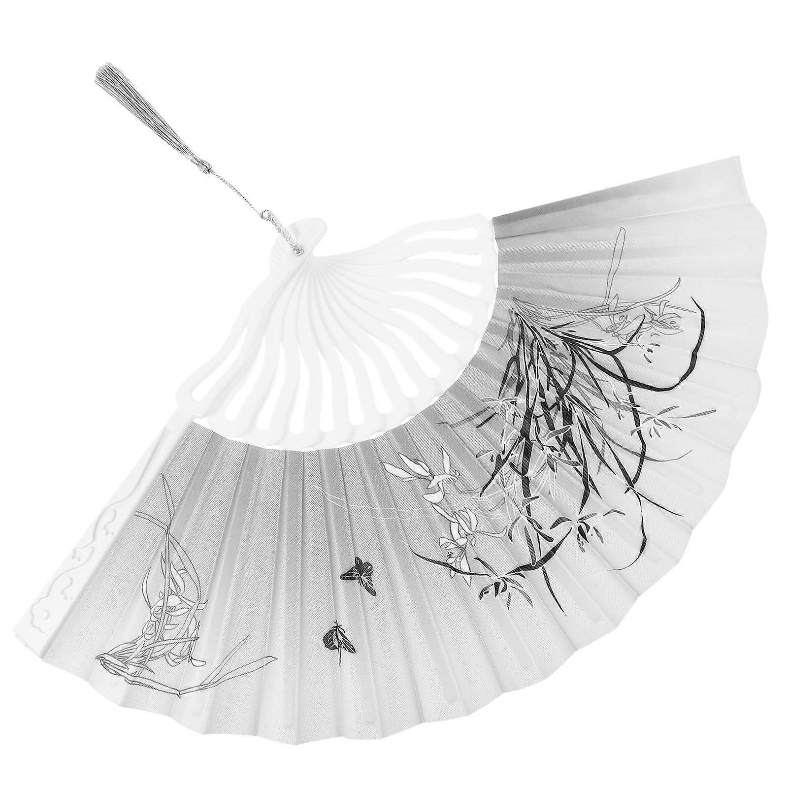 Vintage Folding Fan Silk Cloth Material For Stage Performance And Home Wall Decoration 1Pack