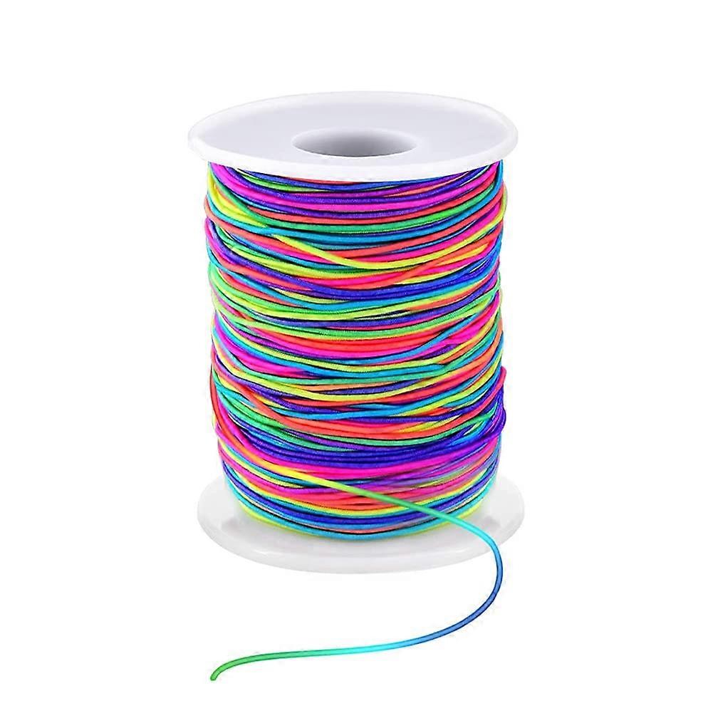 Elastic Cord for Bracelets, Elastic Cord Bracelets, Elastic Cord Thread, Jewellery Stretchy Bracelet, Bead Cord (1 mm, 50 Yards Rainbow) 164 Feet