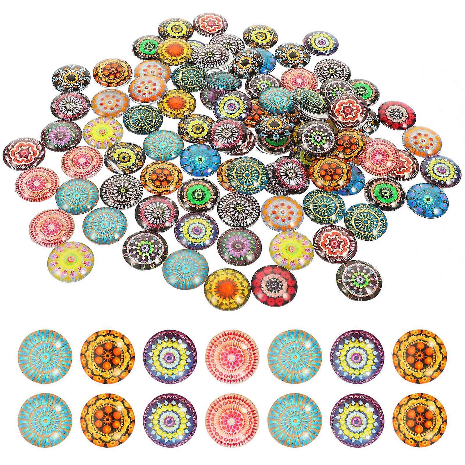 100pcs Kaleidoscope Glass Dome Cabochons for Jewelry Making – Unique Patterns, Safe & Durable Crafting Accessories for DIY Pendants, Necklaces, and