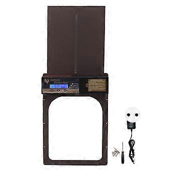Automatische Kippenhokdeur IP45 Waterdichte Programmeerbare Aluminium Kippenhokken Deur met Timer voor Home Farm 100?240V Bruine EU-stekker