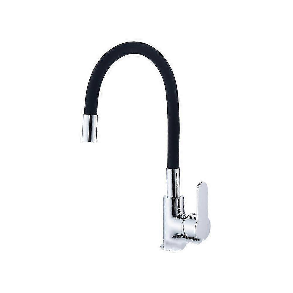 Chrome kitchen faucet with flexible spout for easy cleaning