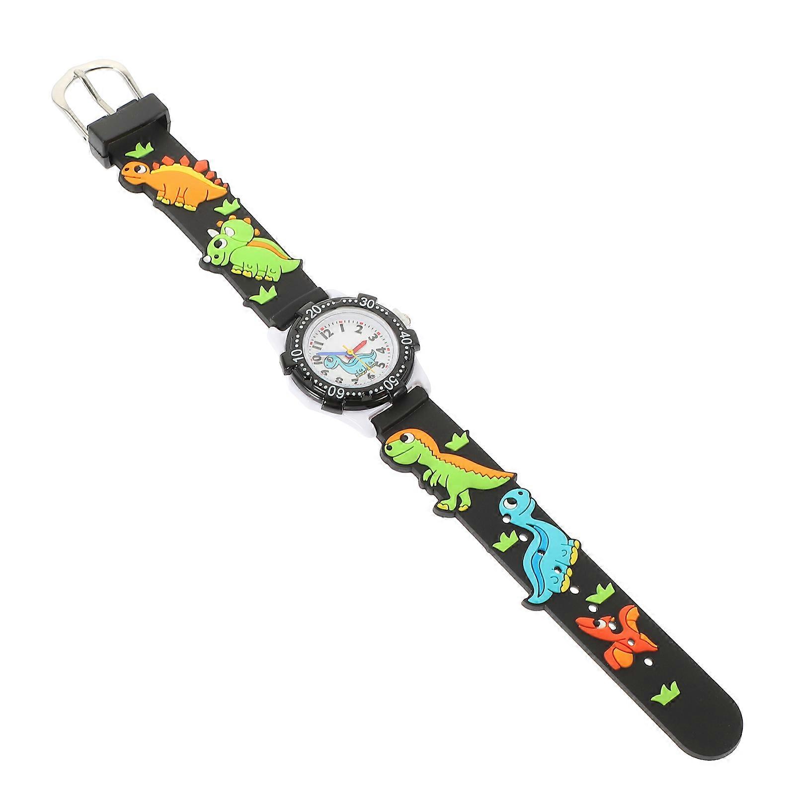 Cartoon Design Round Dial Skin Friendly Plastic Strap Comfortable Wrist Watch for Boys – Learning to Tell Time