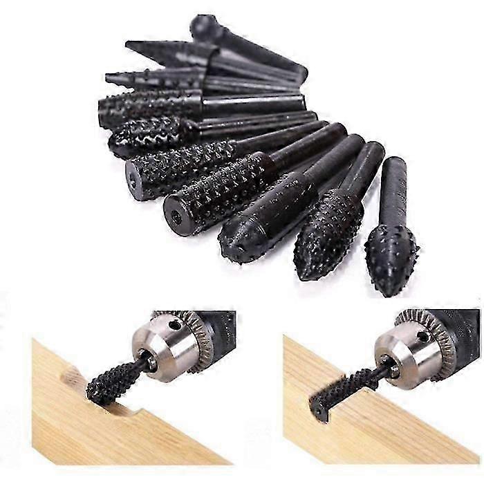 10-Piece Wood Rasp Set - CC45 Steel Tools for Precision Shaping - 58mm Length, 12mm Diameter - Essential for Woodworking Projects