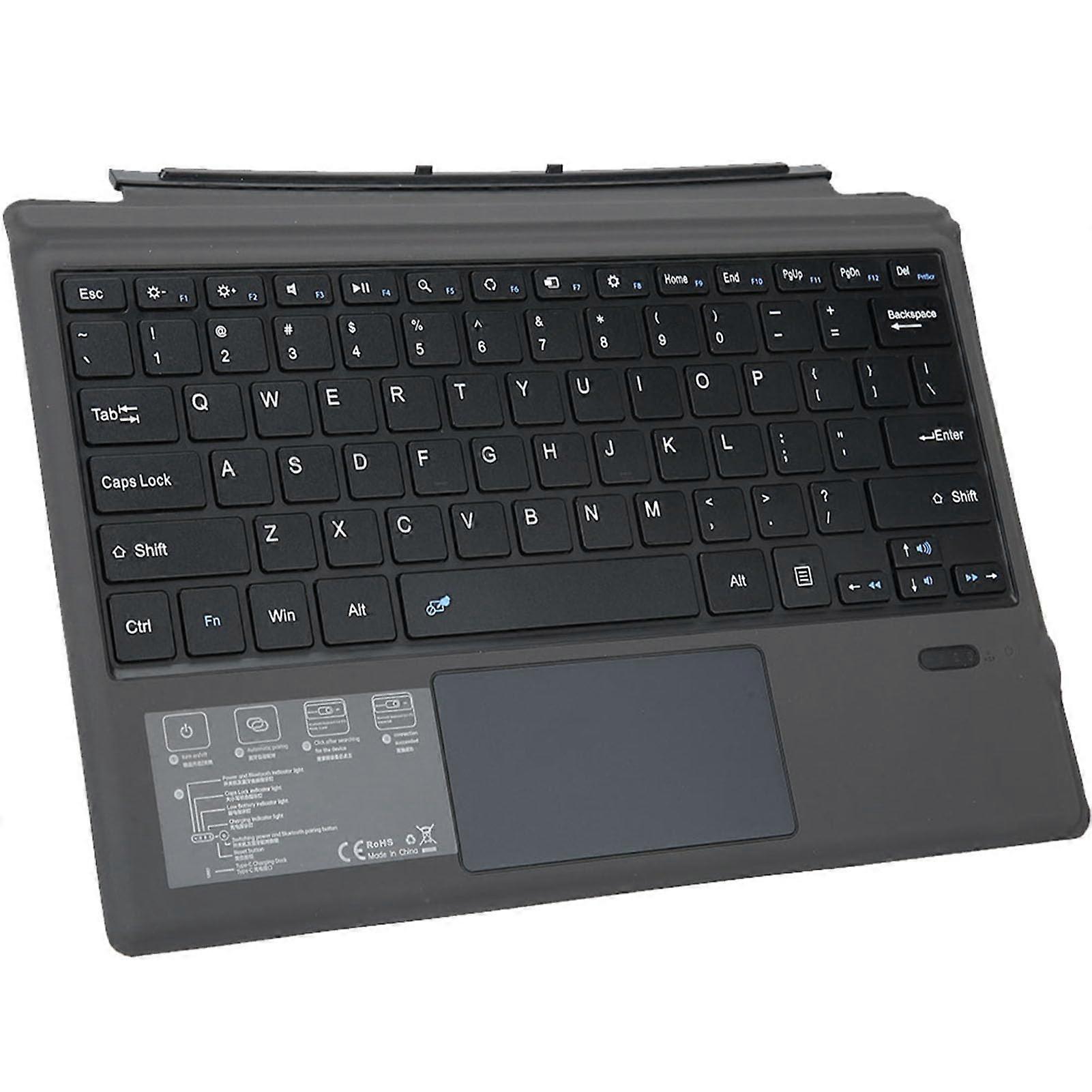 Connection – 10meter transmission, trackpad, keyboard, magnetic absorption with brushed aluminum alloy plates for Pro3/4/5 Tablet PC.