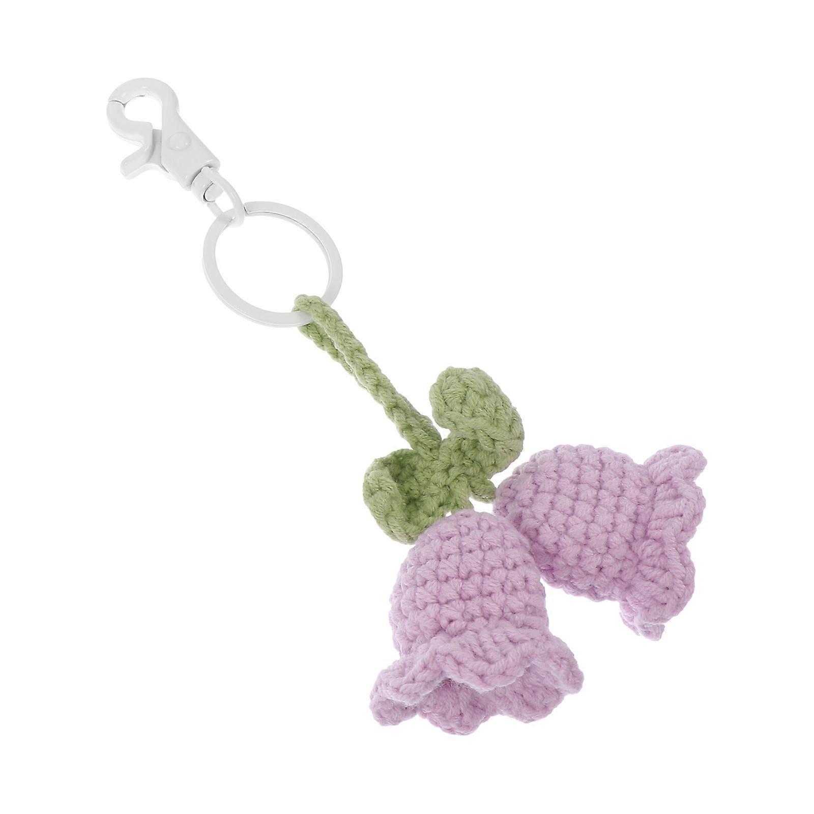 Knitted Flower Key Chain Pendant Handmade Crochet Key Decoration, Stylish Bag Ornament for Keys, Car, and Luggage
