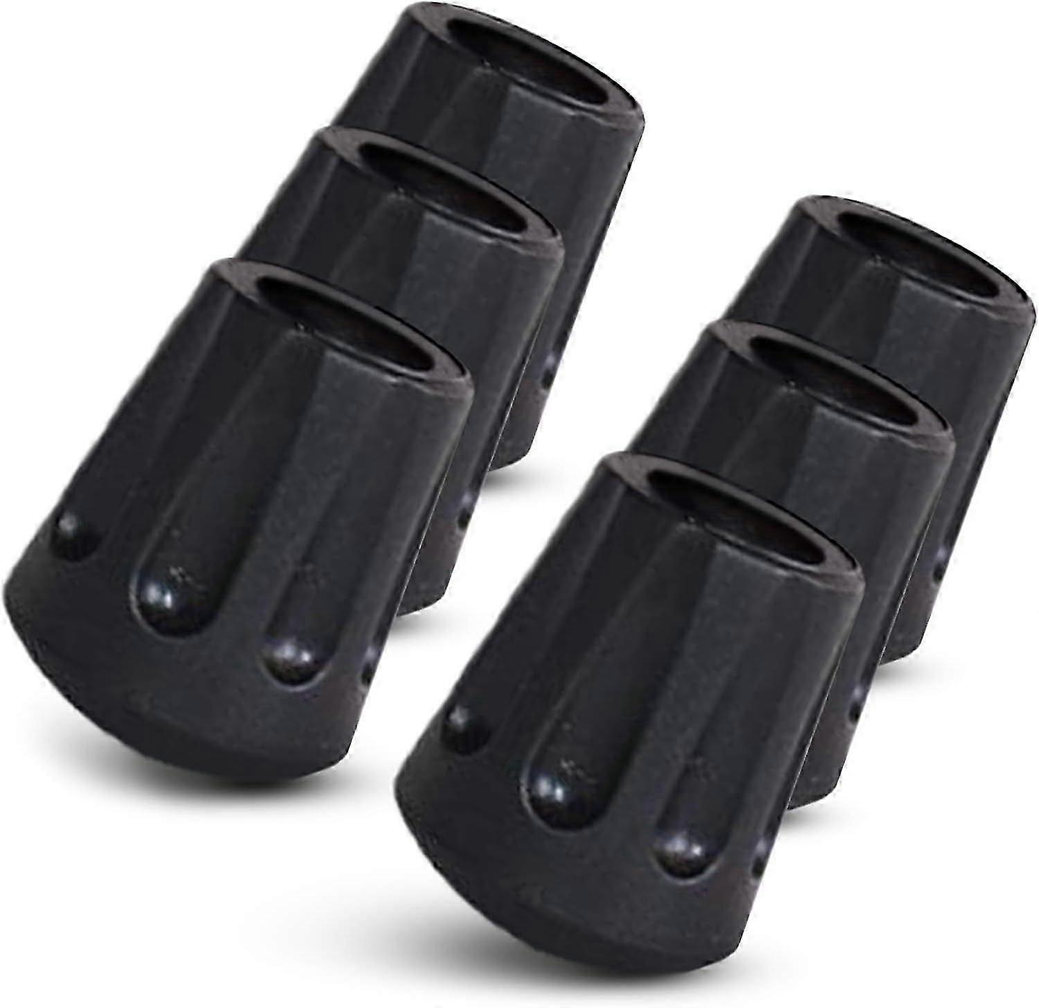 Walking Stick Tips - 6 Pack Replacement Rubber Walking Stick Tips Fit Most Hiking and Trekking Sticks with Shock Absorption, Grip and Traction Protect