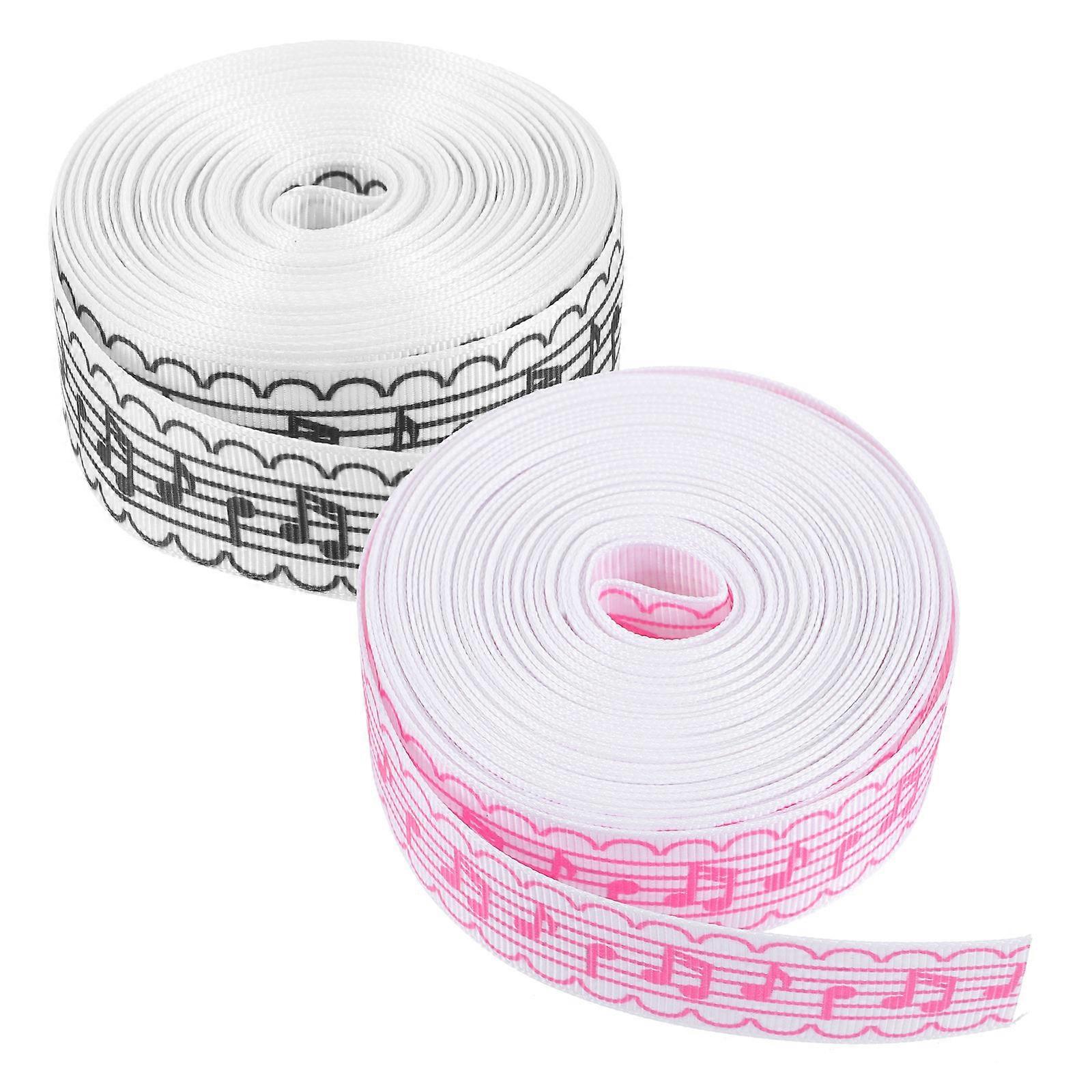 Wear-Resistant Craft Ribbon Banquets and Music Parties Pink and White 2 Rolls