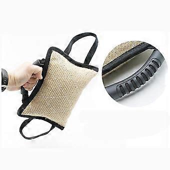 Jute bijtkussen met handvatten Duurzame interactieve hondentrekker voor het trainen van puppy's en volwassen honden in touwtrekken en bijten werksessies