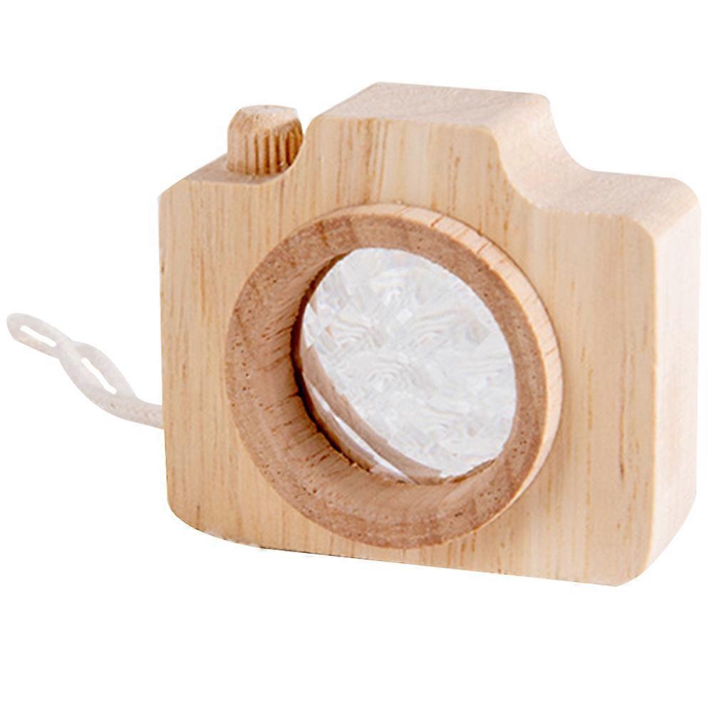 Wood and Glass Kaleidoscope Toy with Hand Rope Design for Kids Playing Khaki Color Small Size