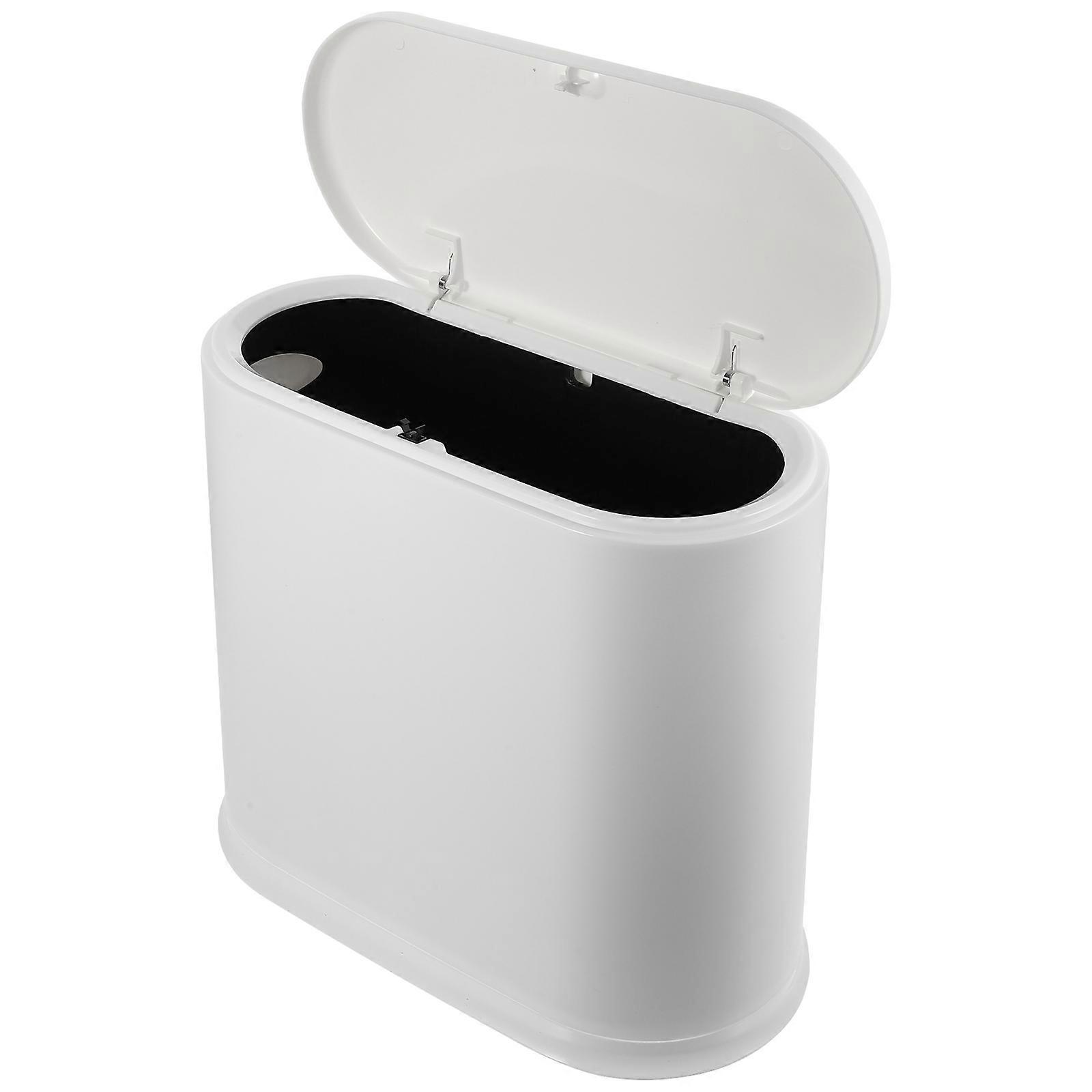 White Plastic Trash Can with Lid for Storage Office and Bathroom Use PP Material Small Size