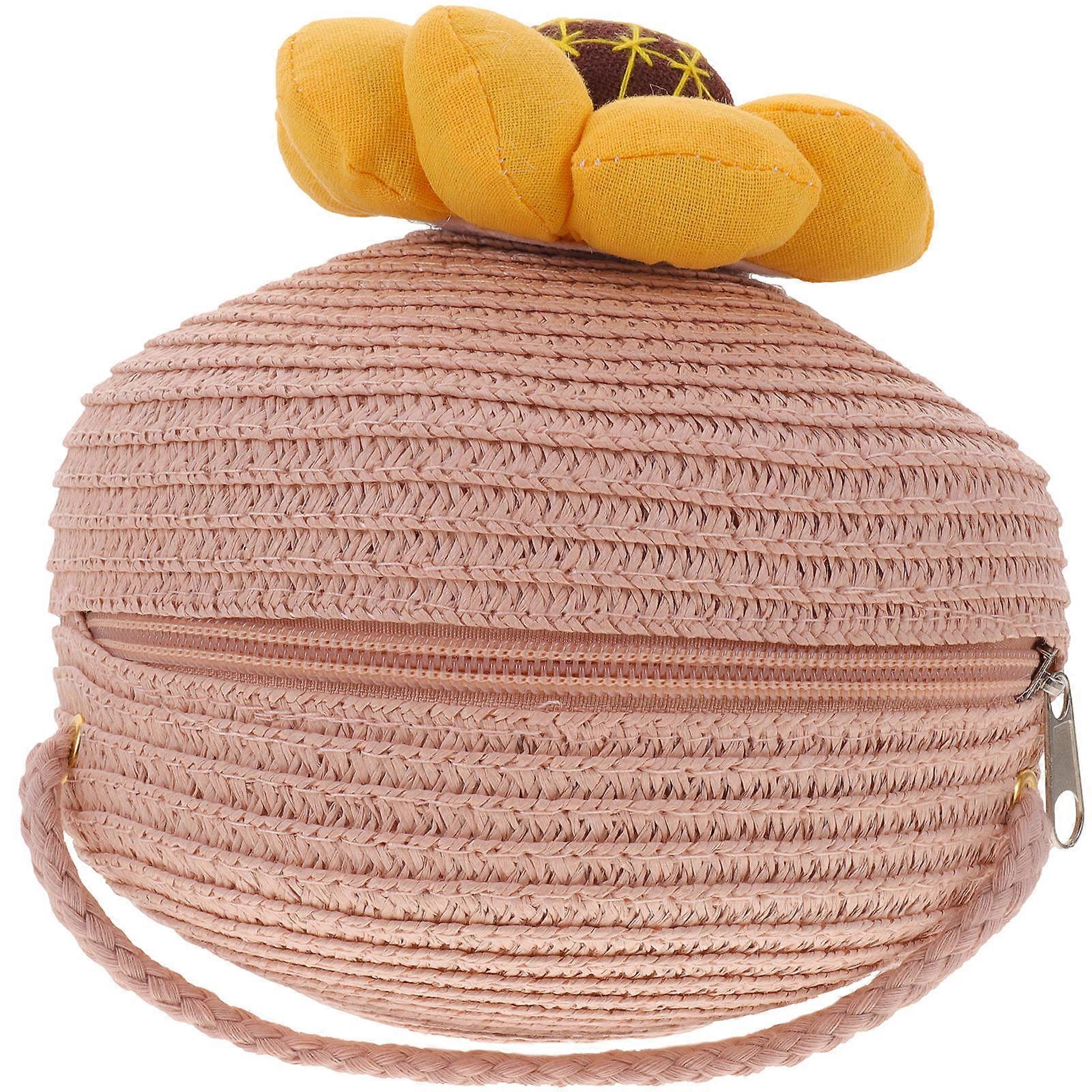 Woven Straw Crossbody Bag with Flower Design – Lightweight Shoulder Purse for Summer, Beach & Daily Wear
