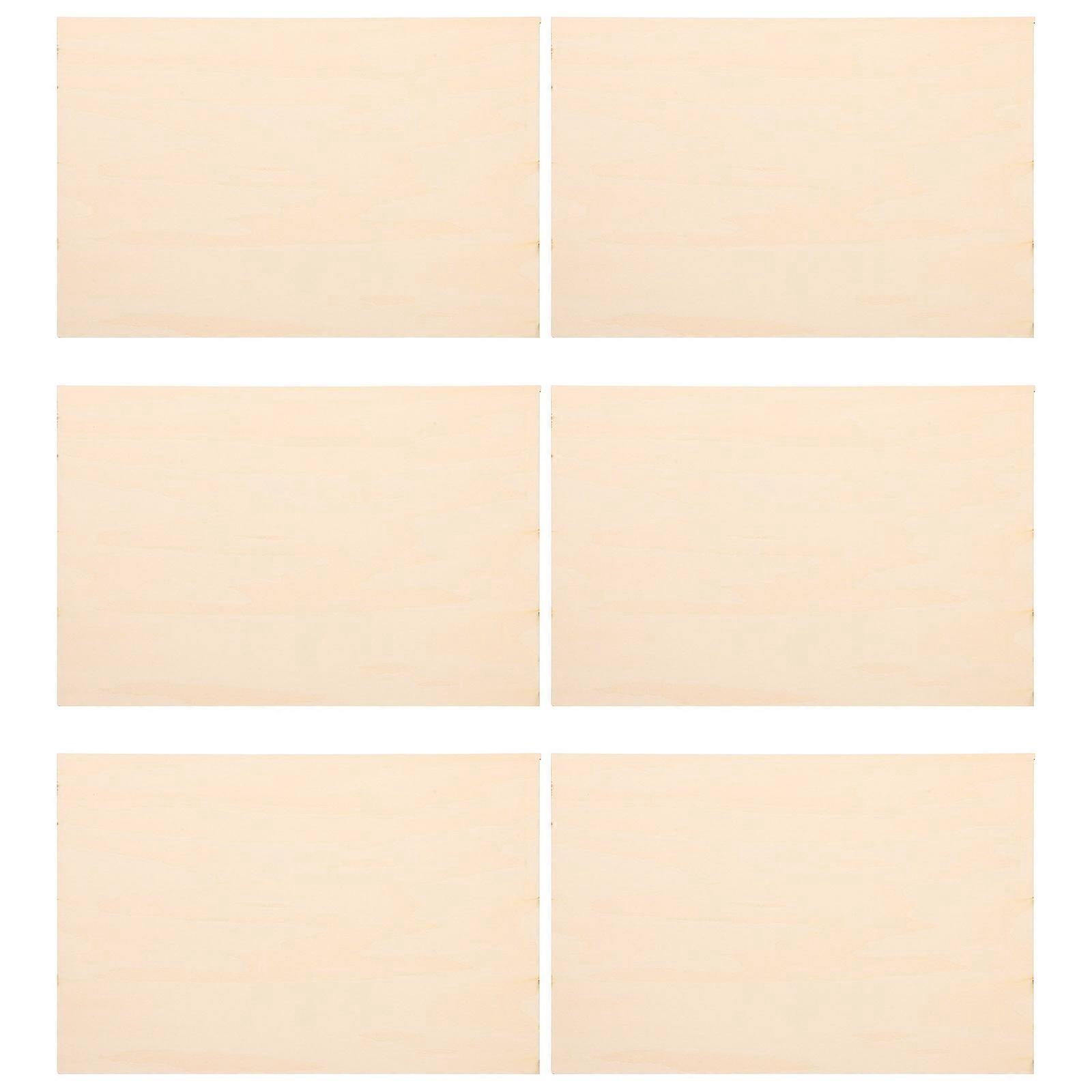 6PCS Unfinished Wood Sheets for Crafts DIY Projects Painting Drawing Engraving Burning and Cutting