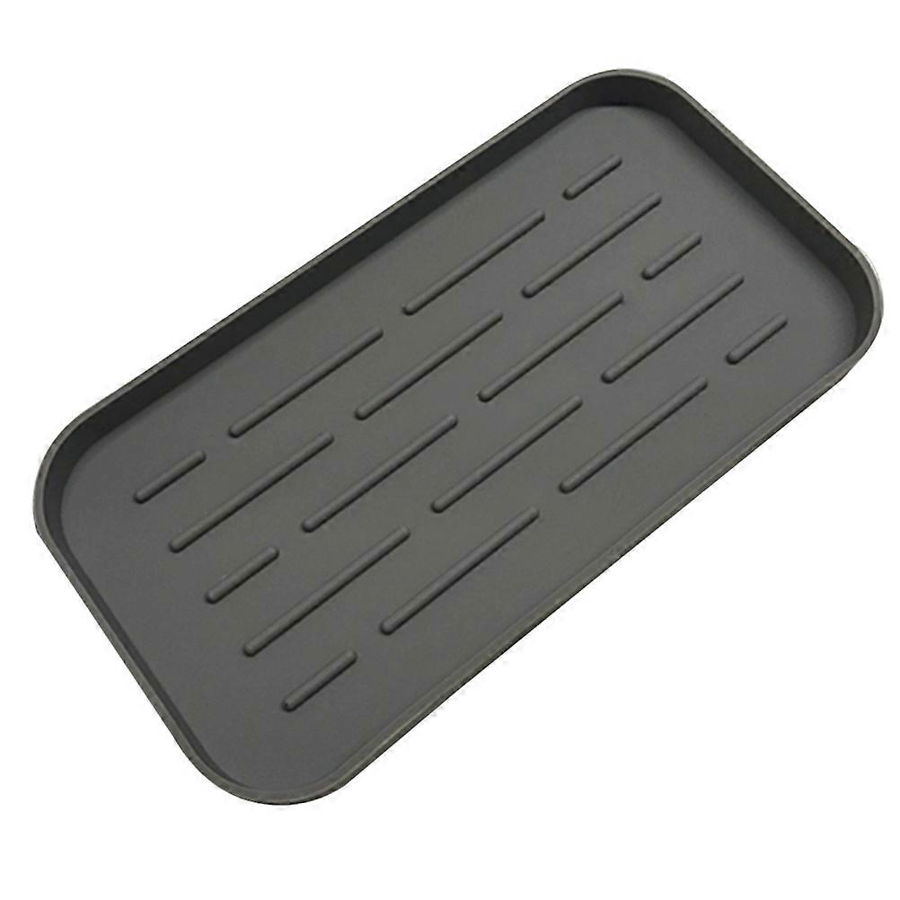 Portable Silicone Drain Tray For Kitchen Use Grey Storage 25.3X13.8cm 1Pcs