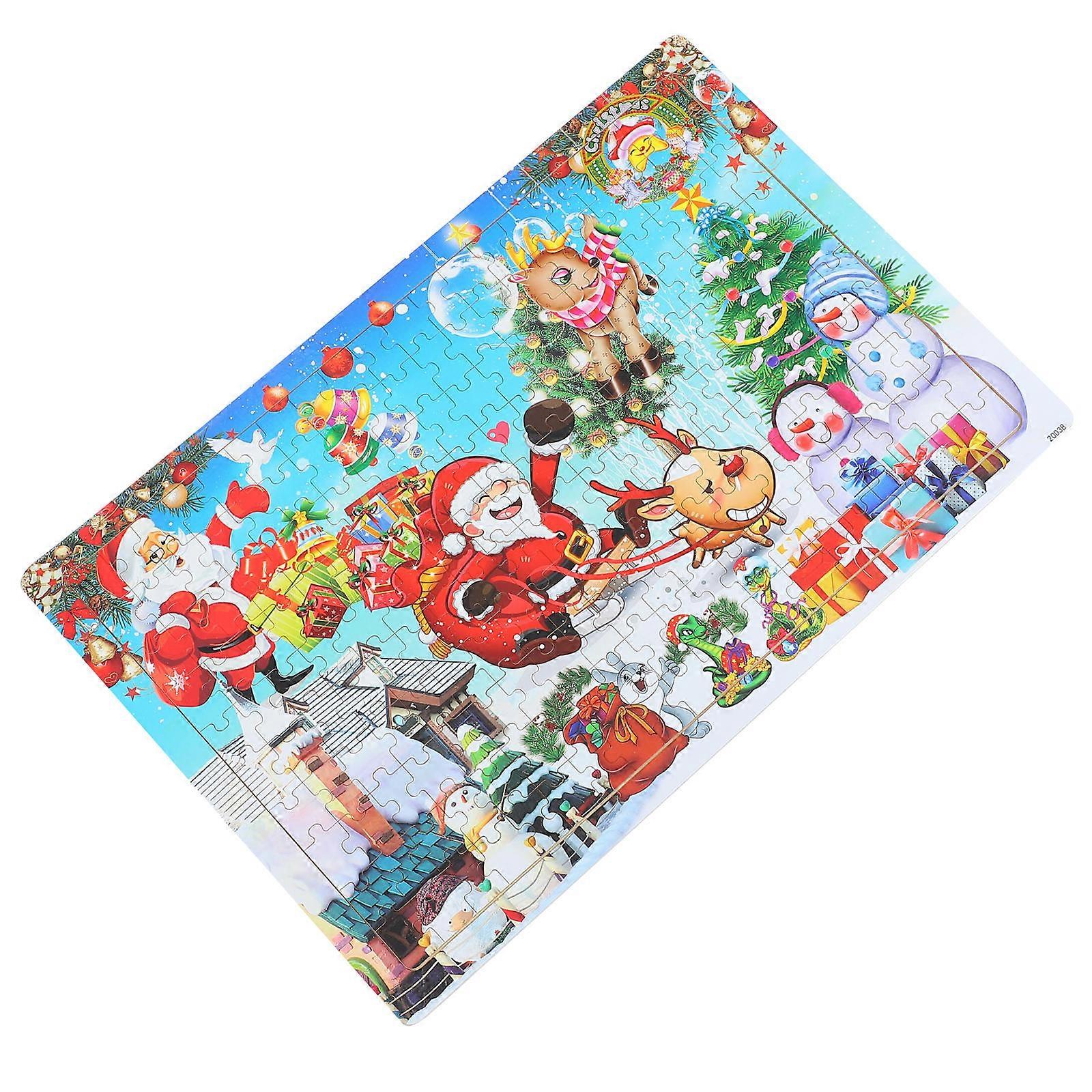 Christmas Wooden Jigsaw Puzzle Featuring Santa Claus Design to Enhance Cognitive Skills, Hand Coordination, and Parent Child Interaction