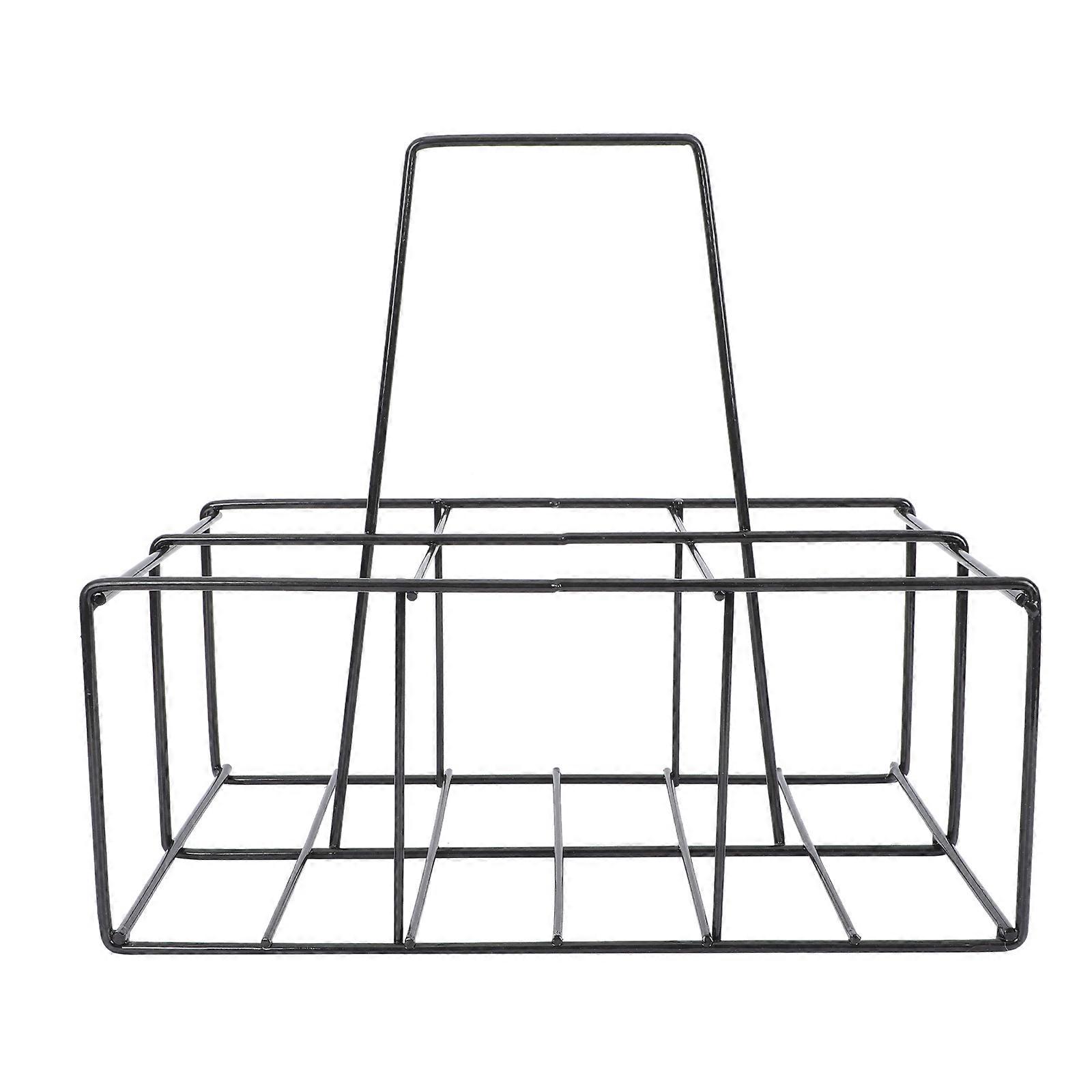 Black Iron Milk Bottle Holder with Handle for Storage Use Strong and 12.5x8.5x10 inches