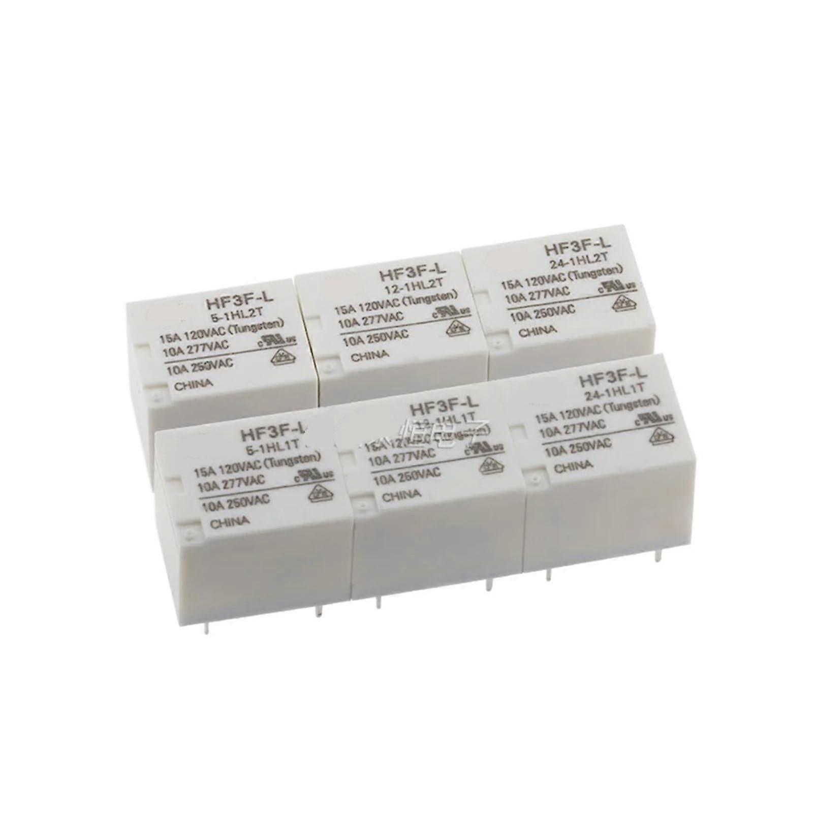 HF3F-L Power Relay 5 Pcs Set 4PIN 5PIN 15A 5V 12V 24V Models HF3F-L-5-1HL2T HF3F-L-12-1HL2T HF3F-L-24-1HL2T