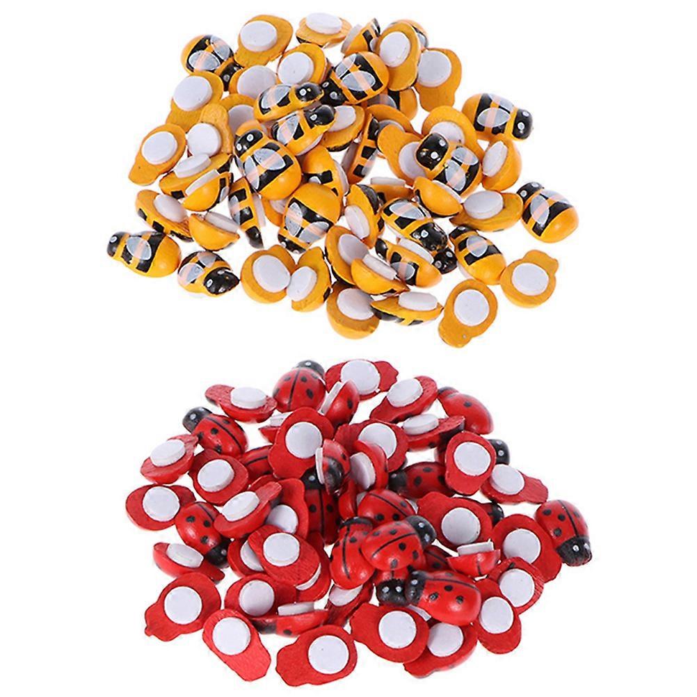 Wooden Bee and Ladybug Stickers for Crafts Assorted Color Mini Decoration Supplies 400pcs