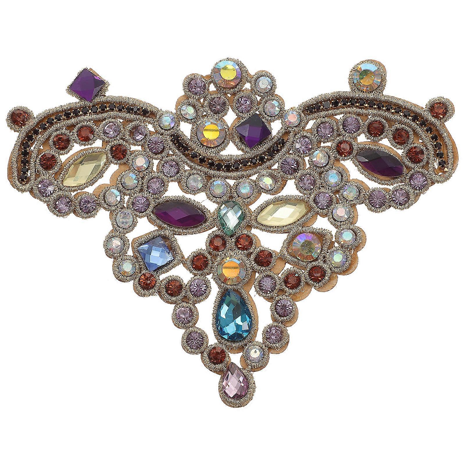 Iron On Rhinestone Patch For Clothes, Shoes, Bags, Accessories In Purple Color Designed For DIY Craft Activities 1Set
