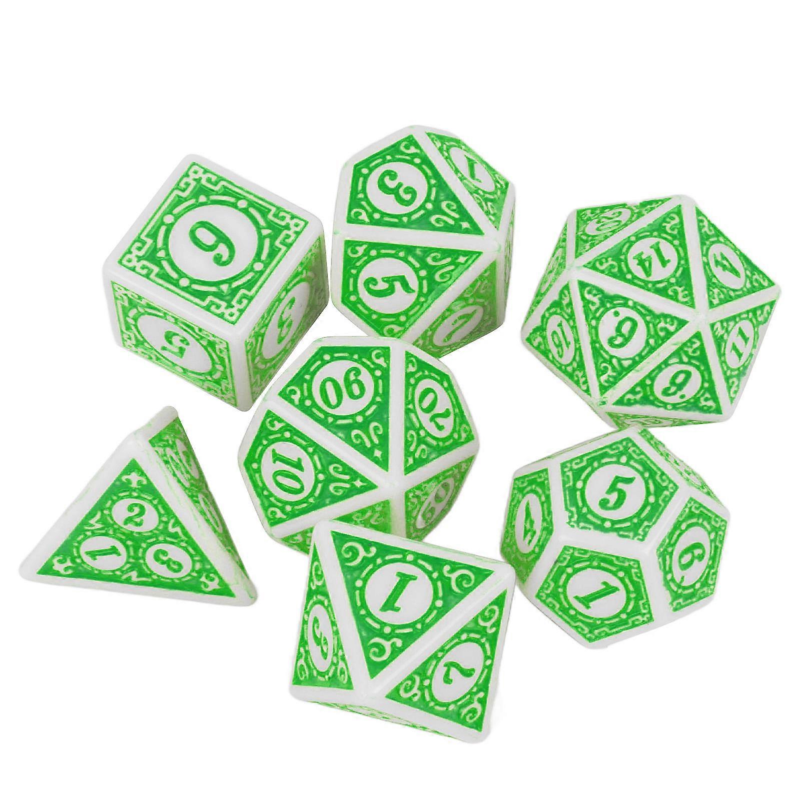 7pcs Polyhedral Dice Set Clear Number Waterproof Portable Table Game Role Playing Game Dice Set Green
