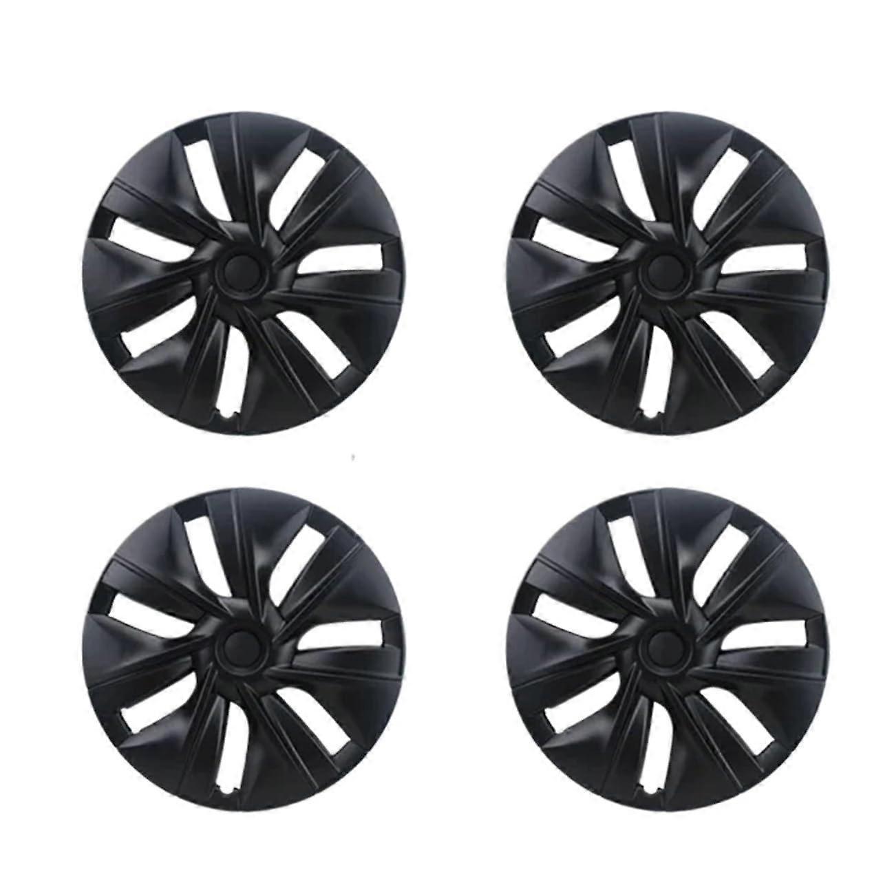 4 pieces wheel cap replacement hubcaps compatible with Tesla Model Y 19inch matte black