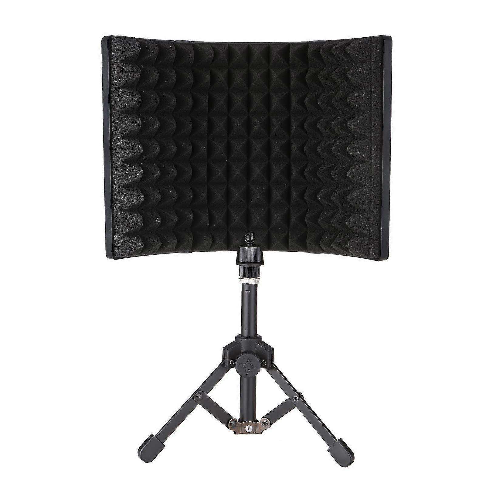 Microphone Isolation Shield with High-Density Absorbing Foam, 3-Panel Folding Windshield, Soundproof Cover for Recording Studio