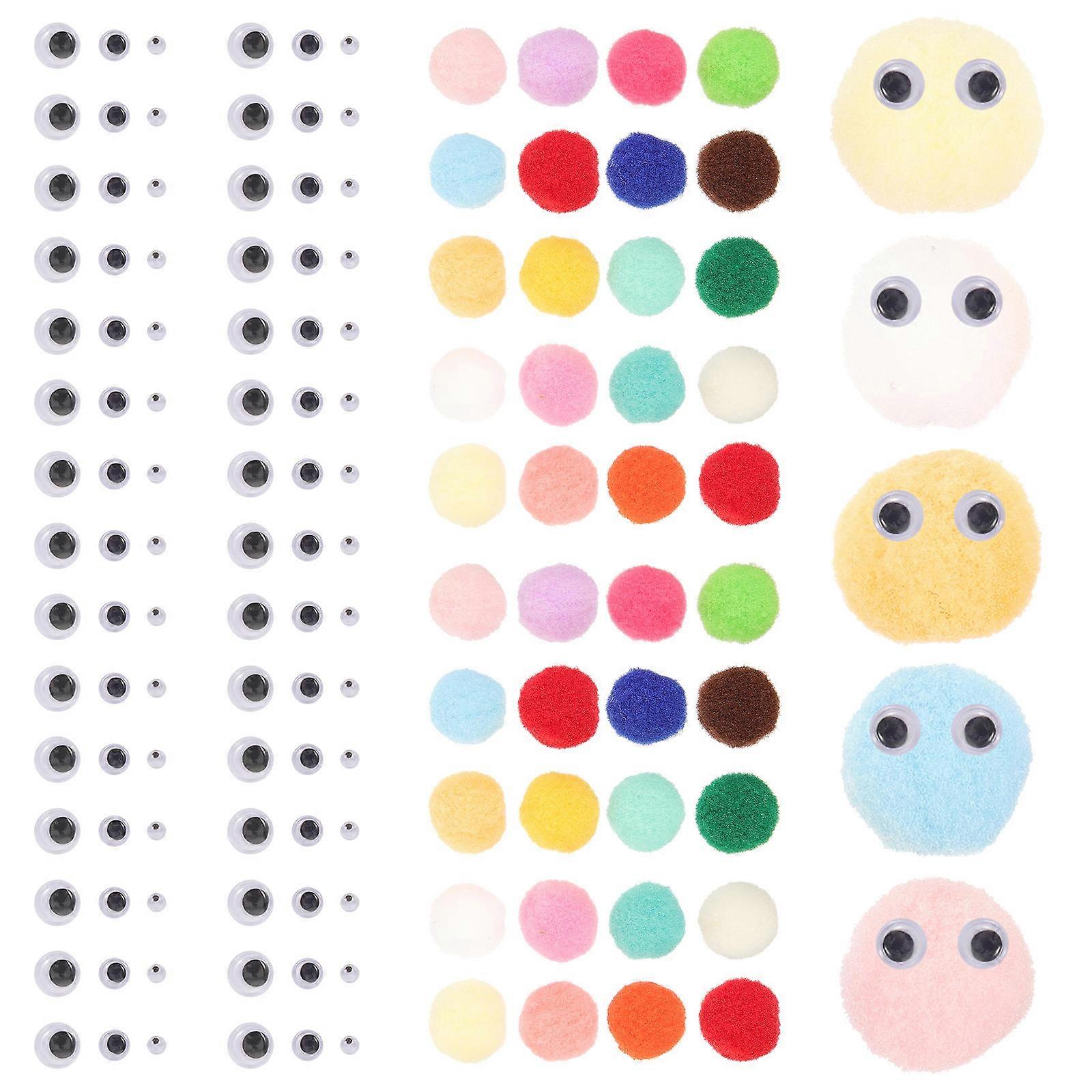 1 Set Pompom with Wiggle Eyes Pom Poms Balls for Kids DIY Art Creative Crafts Decorations