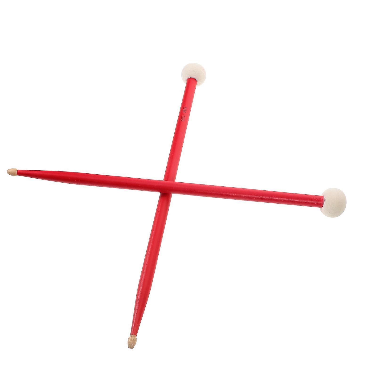 Double-Head Drum Mallets 1Pair Red with Maple Durability for Drum Percussion Instrument Sticks