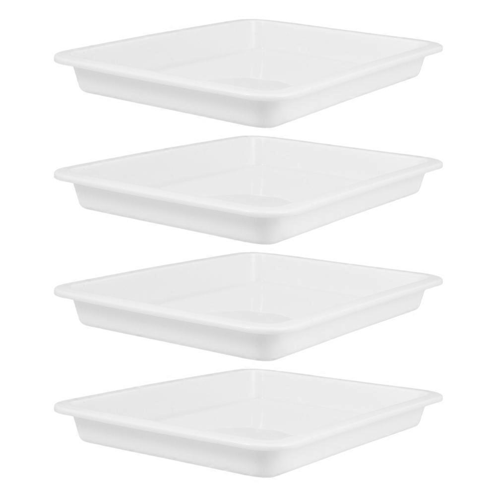 4pcs Leakproof Lab Sample Tray Acid & Alkali Resistant Plastic Serving Tray for Chemical Handling, Safe Experiments, Laboratory Use and Educational