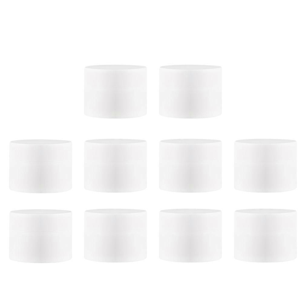 10pcs White Refillable Matte Cream Jar for Storage Use with Lid Portable Design 50g