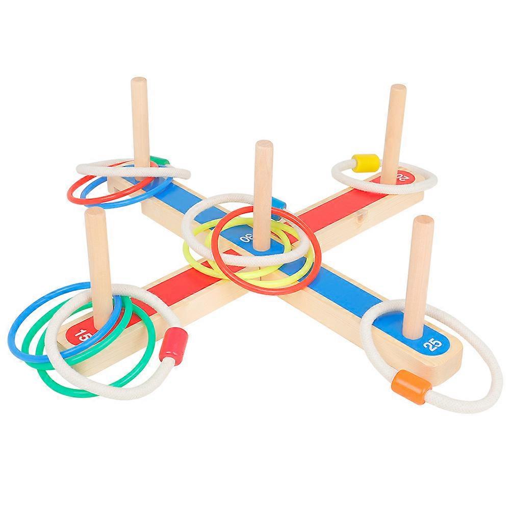 Wooden Ring Toss Game for Indoor Outdoor Family Play Educational Rope Quoit for Coordination and Teamwork Interactive Activity