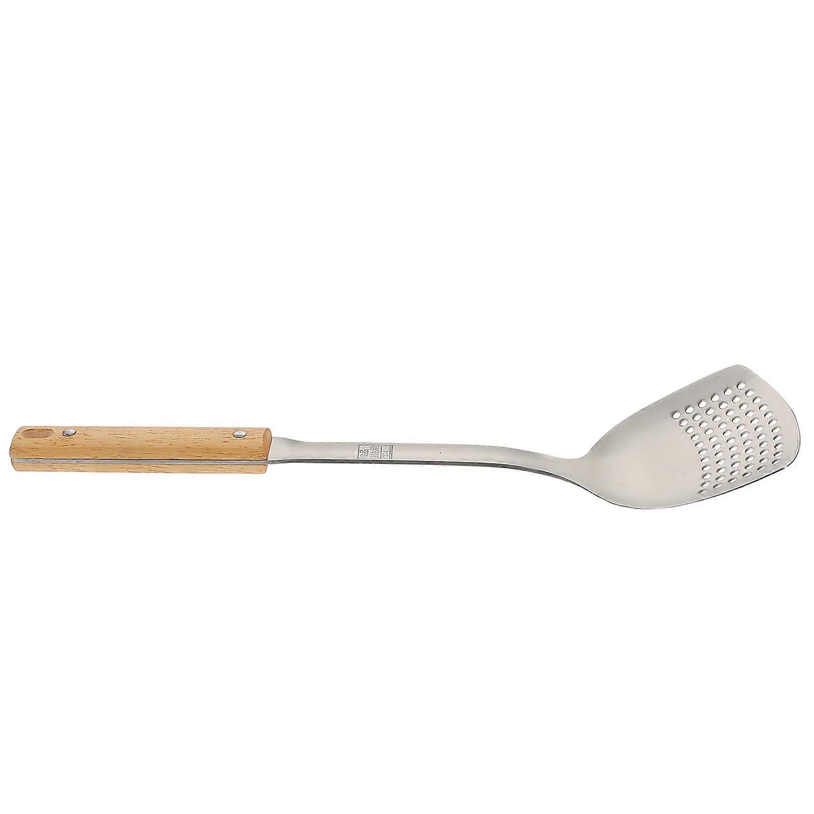 Wok with Wooden Handle Ergonomic Design for Home Use Dishwasher Safe Silver