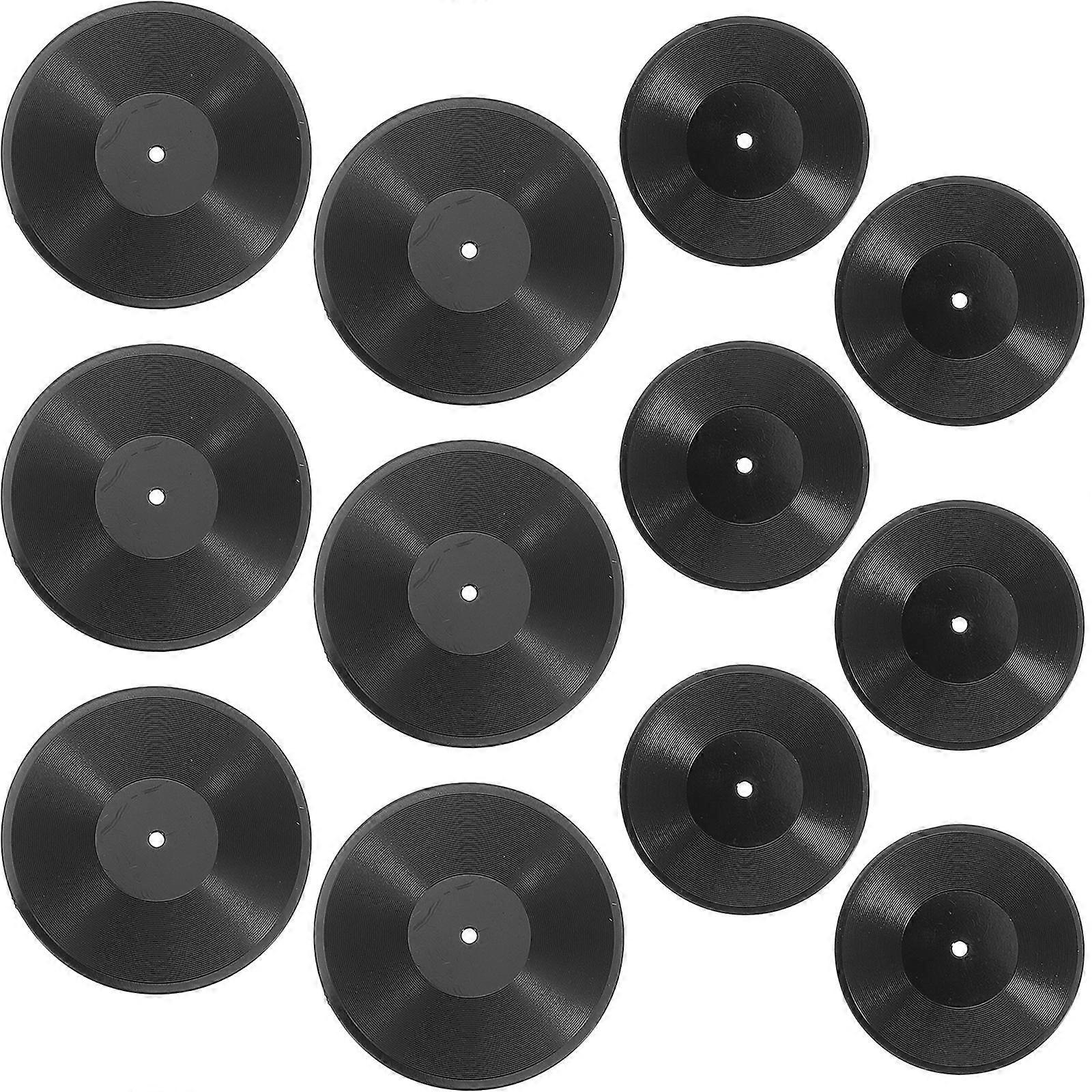 12pcs Realistic Mini Vinyl Records Retro Mini Phonograph Doll House Layout Props