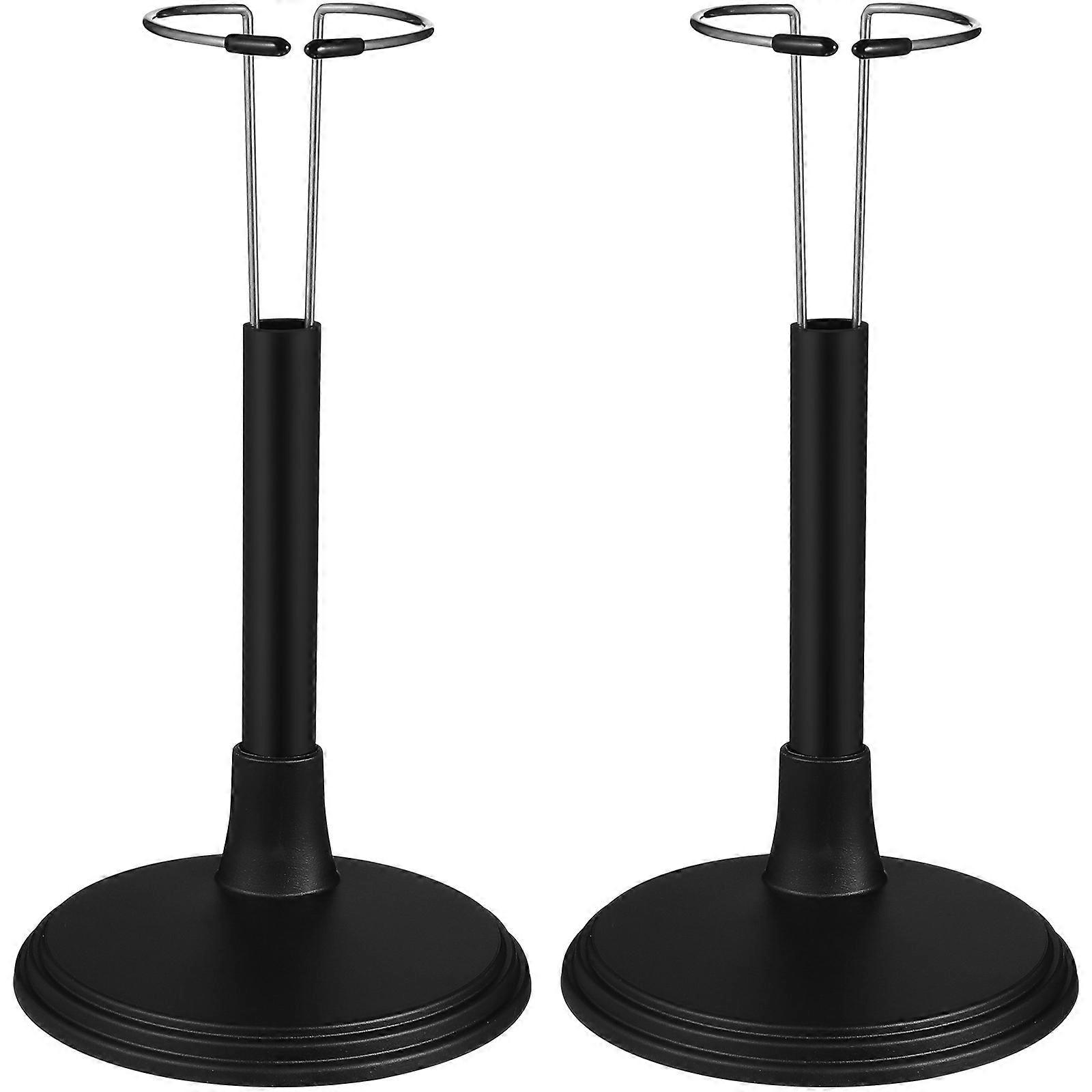 2 Pcs Portable Doll Stands for Storage and Display Practical Black PVC Iron Racks 70 characters