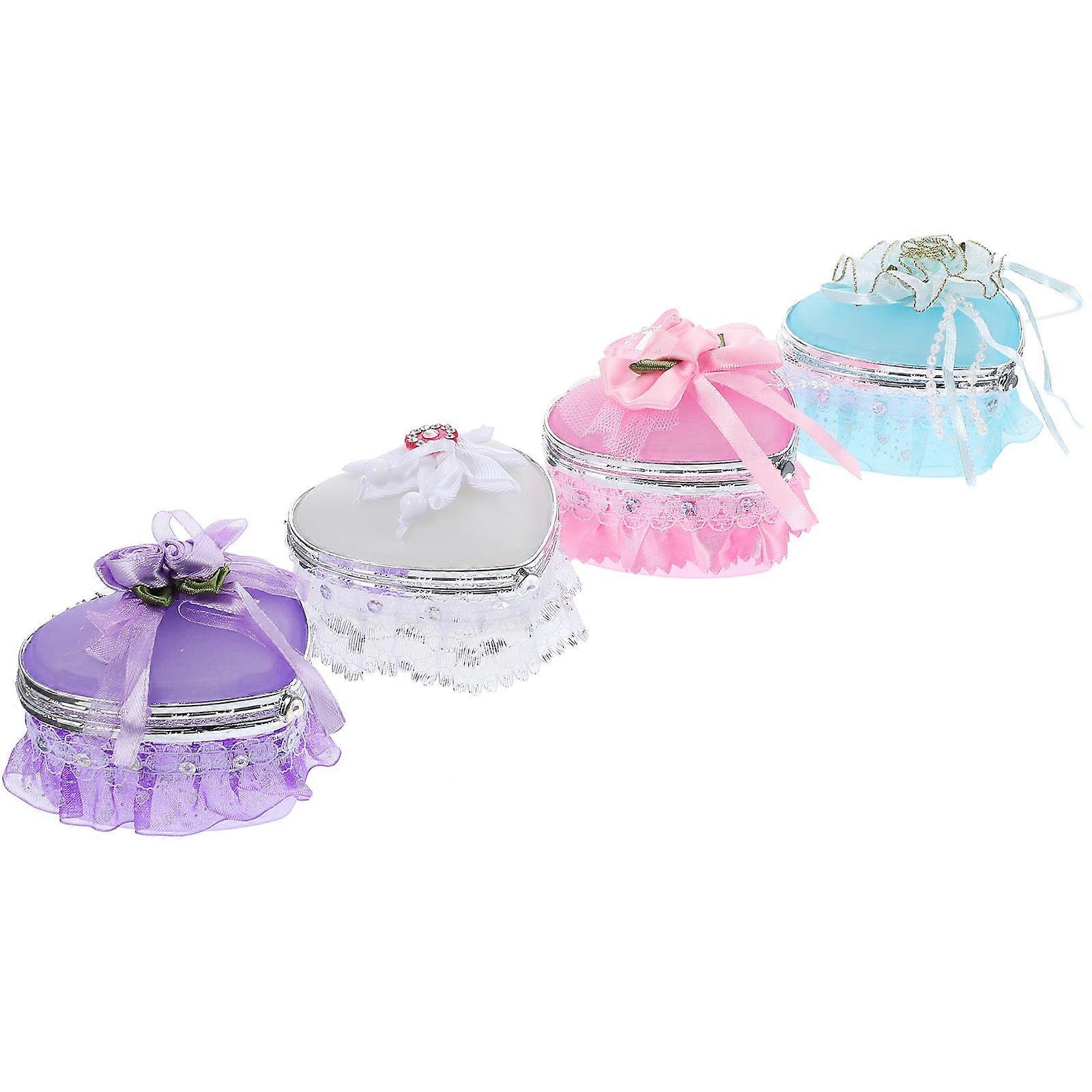 Jewelry Organizer Heart Shape Storage Box With Mirror For Daily Use Rings Earrings Necklaces Assorted Color