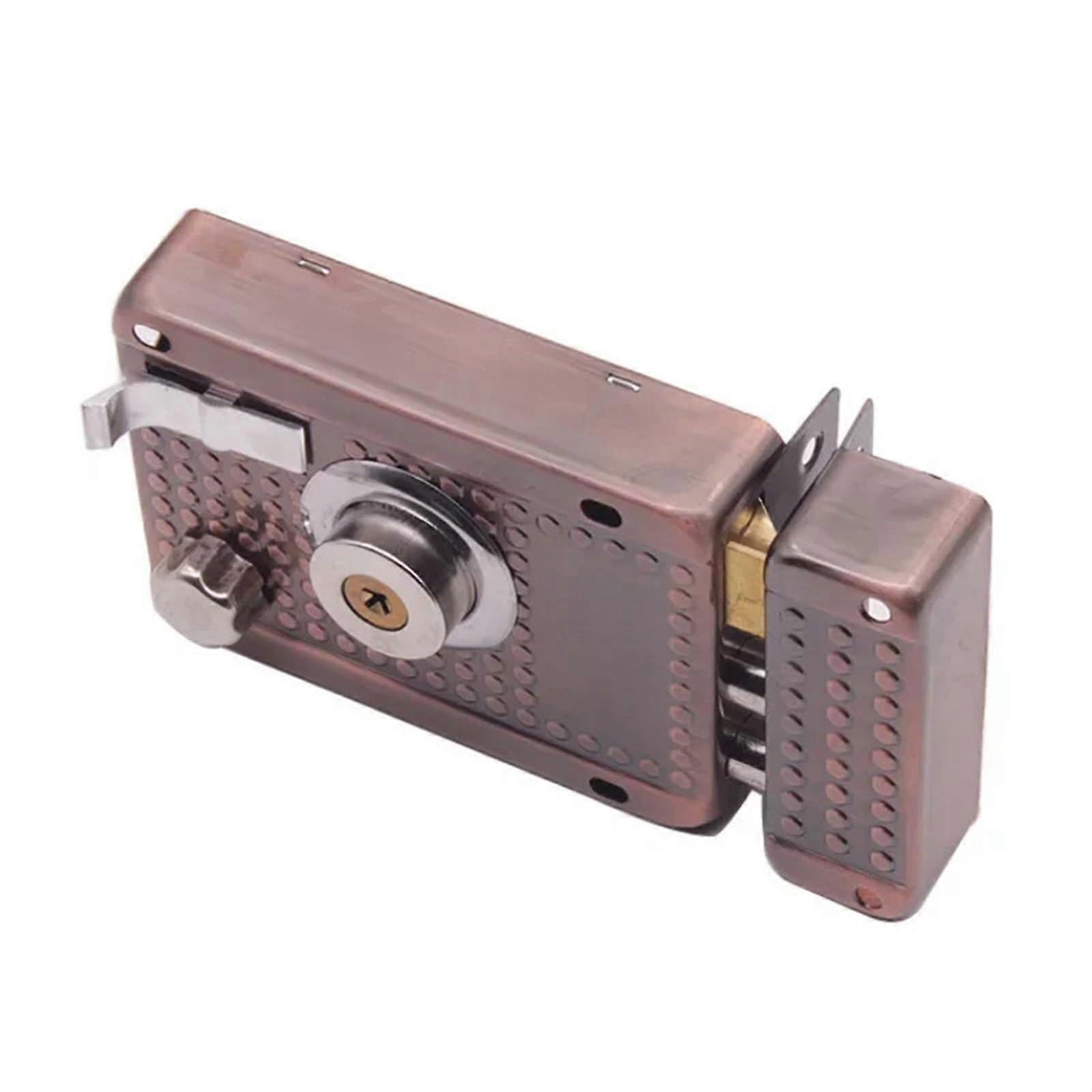 Iron Exterior Door Lock, Durable Security Lock, Universal Multilock With Keys, Right Hand Open, 1 Piece For Wooden Gates