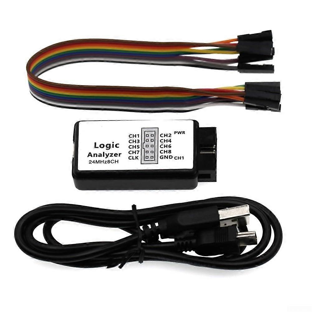 Adjustable Sampling Speed USB Logic Analyzer 24M Sampling Rate 8 Channel Microcontroller Debugging Tool for Electronics