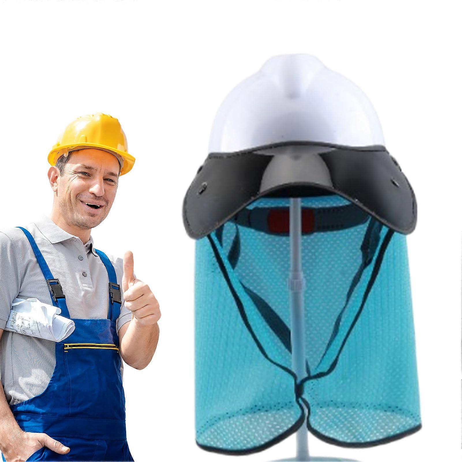 Sun Visor For Helmet Visor - UV-Blocking Helmet-Mounted Sun Shade In Light Blue For Construction And Gardening