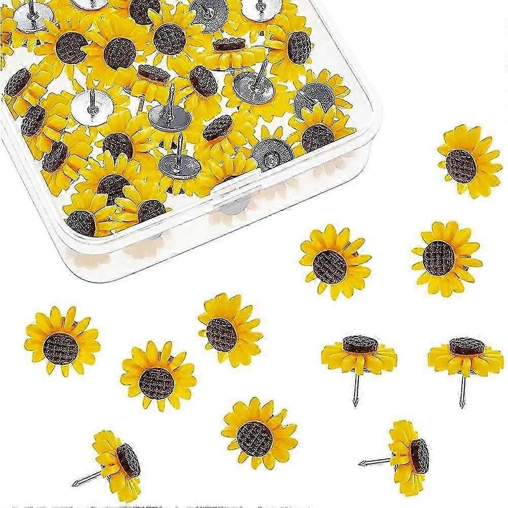 Flower cork board tacks - sunflower push pins 40pcs for maps