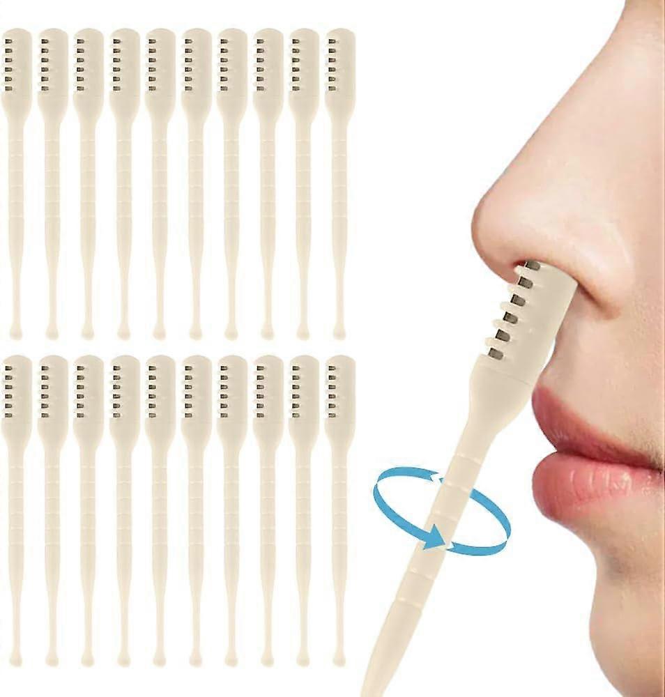 2-in-1 Nose Hair Trimmer 2024 Upgrade Manual Double-Sided Nose Hair Blade 360-Degree Rotating Ear Spoon Beige