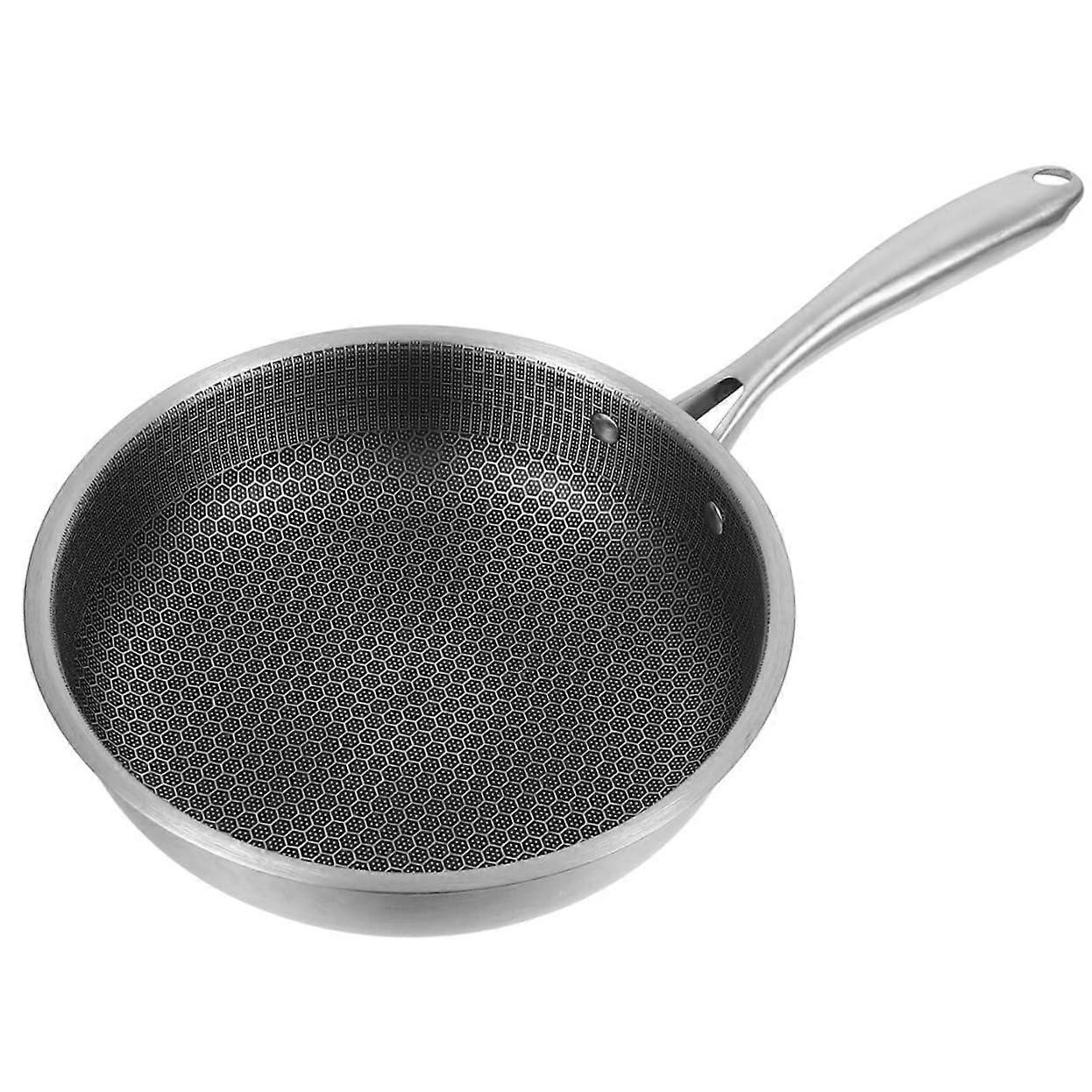 24cm Double Layer Stainless Steel Pan Nonstick Frying Pan Honeycomb Versatile for Eggs Steaks Cooktop Compatible